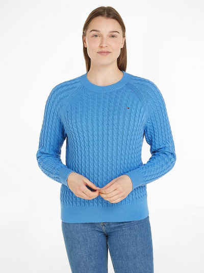 Tommy Hilfiger Rundhalspullover CO CABLE C-NK SWEATER mit Allover Zopfmuster