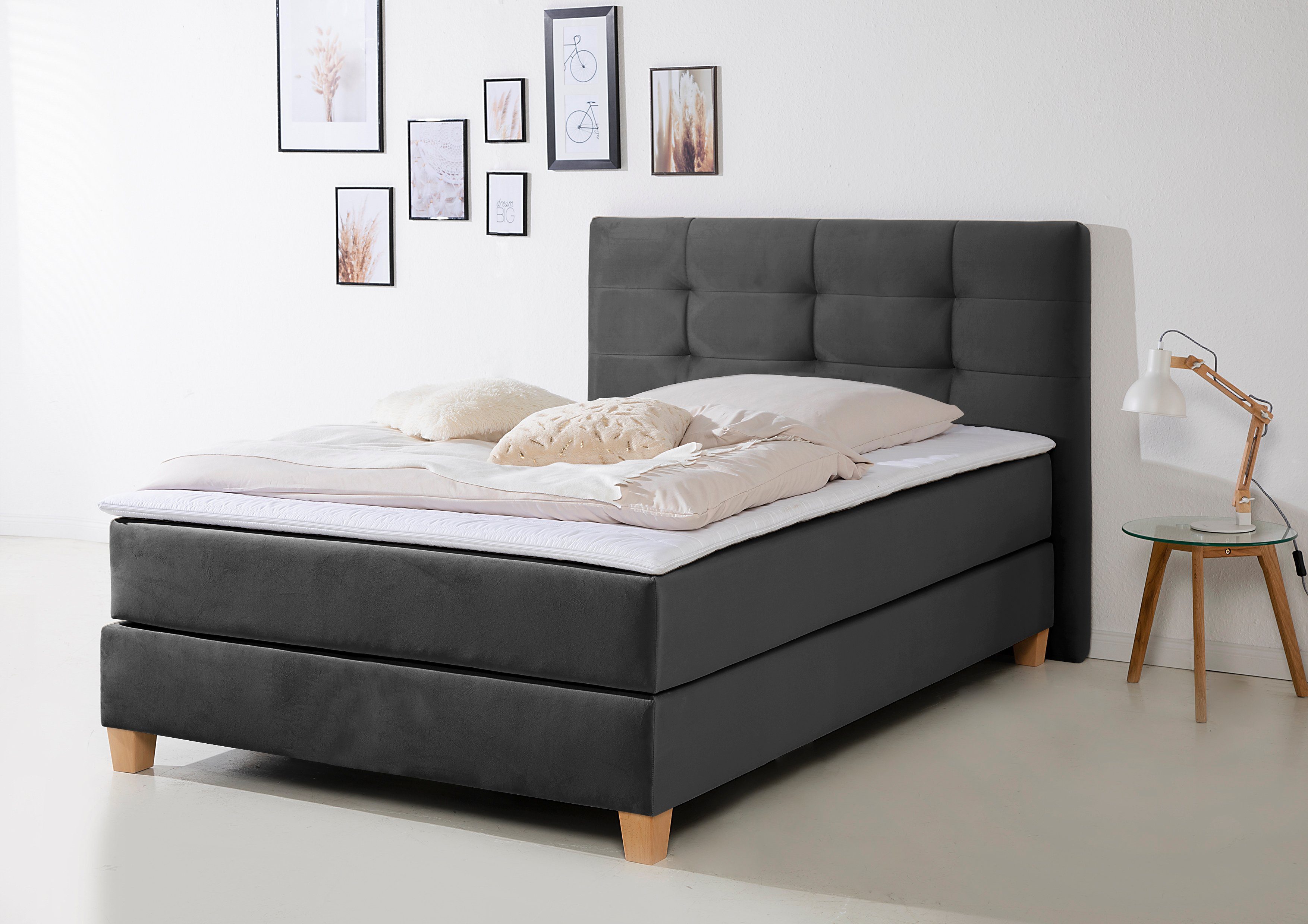 Home affaire Boxspringbett Moulay, inkl. Topper, in 3 Härtegraden, TFK auch in Härtegrad 4