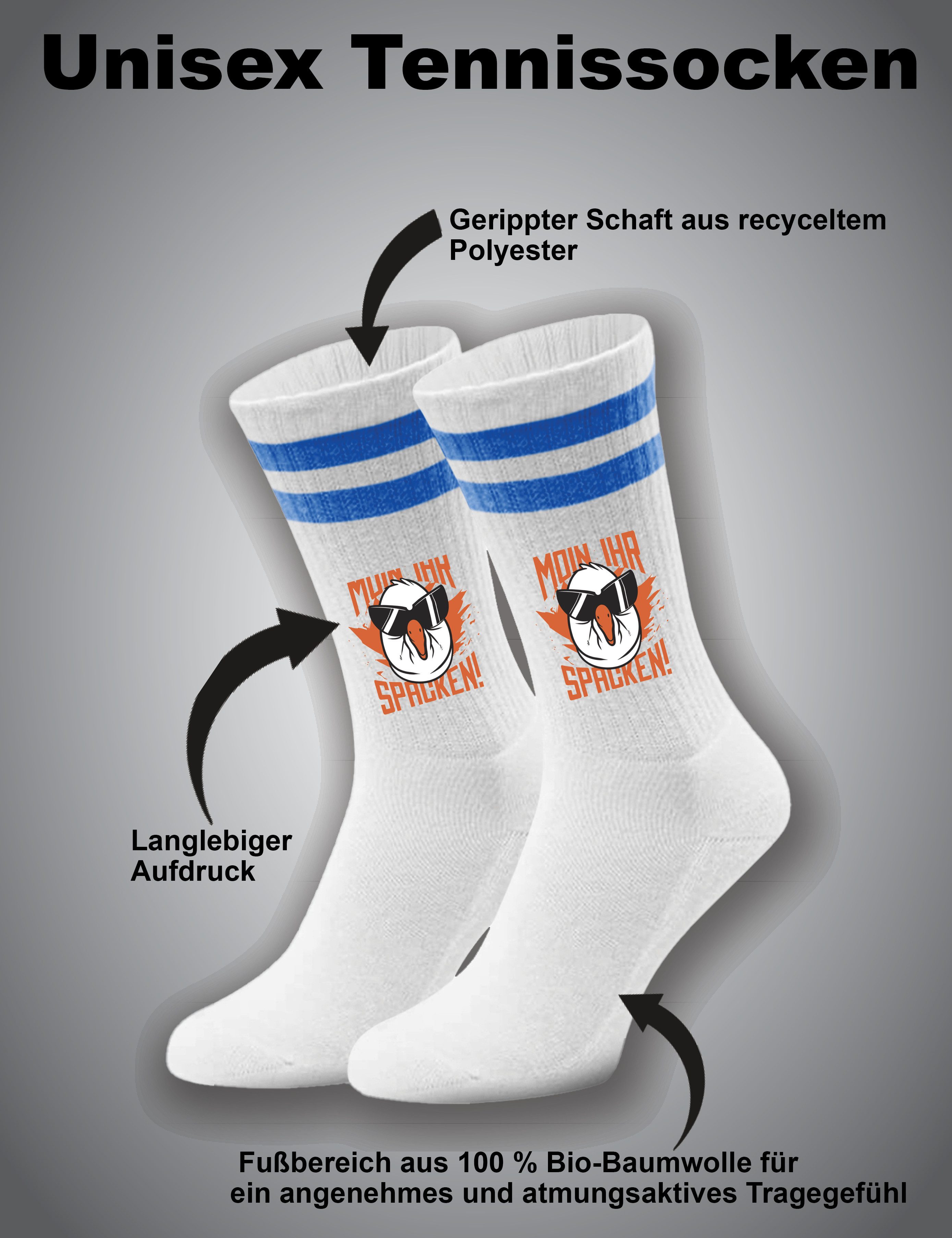 Youth Designz Tennissocken Unisex Socken "Moin Ihr Spacken" Aufdruck lustig Geschenk Statement mit verstärkter Verse und Zehenbereich