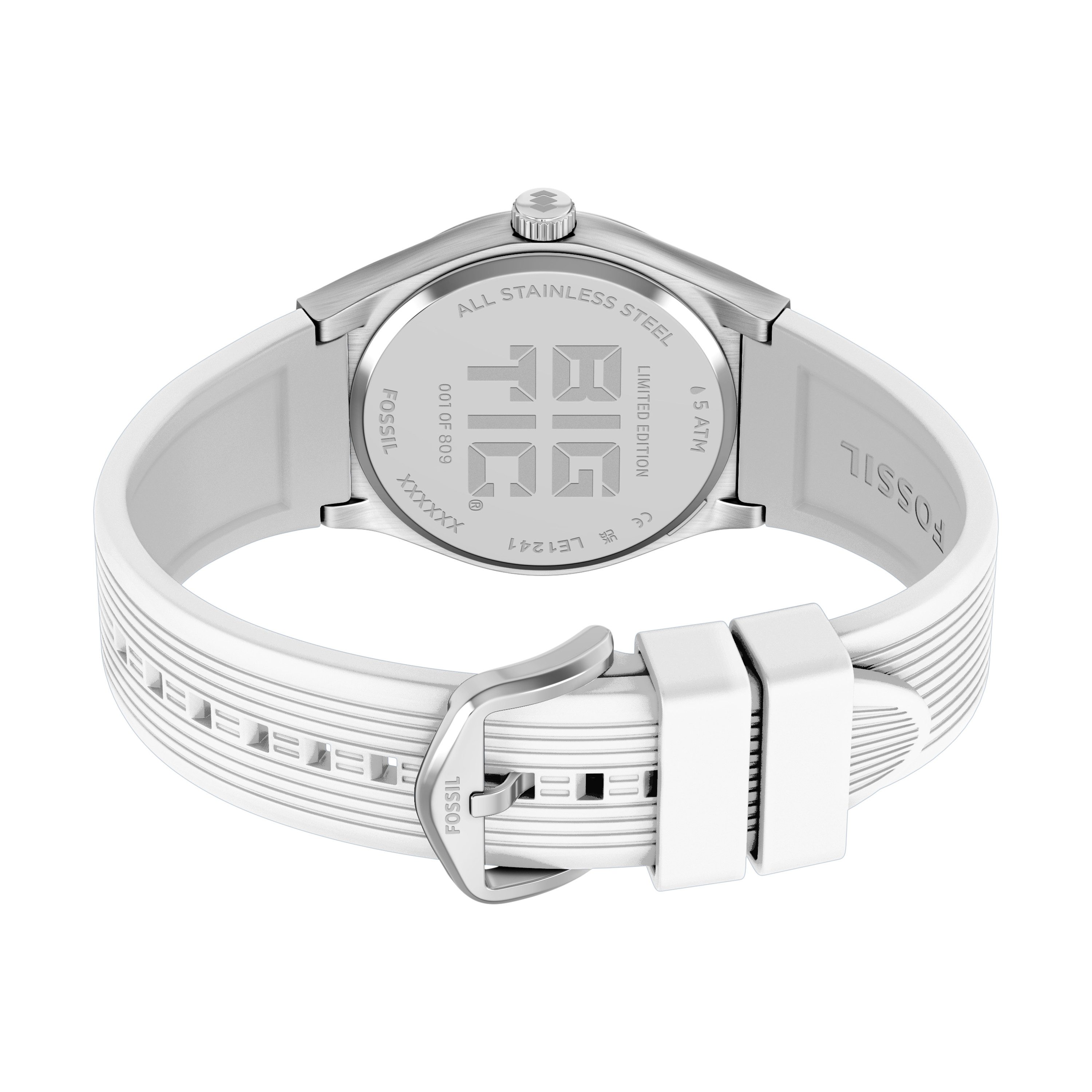 Fossil Quarzuhr World Flags Big Tic England - LE1241, Armbanduhr, Herrenuhr, Silikonarmband, analog, digital