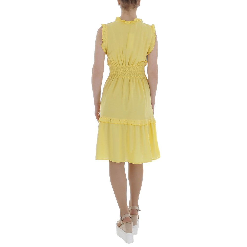 Ital-Design Sommerkleid Damen Freizeit Stufenkleid (85941318) Rüschen Sommerkleid in Gelb
