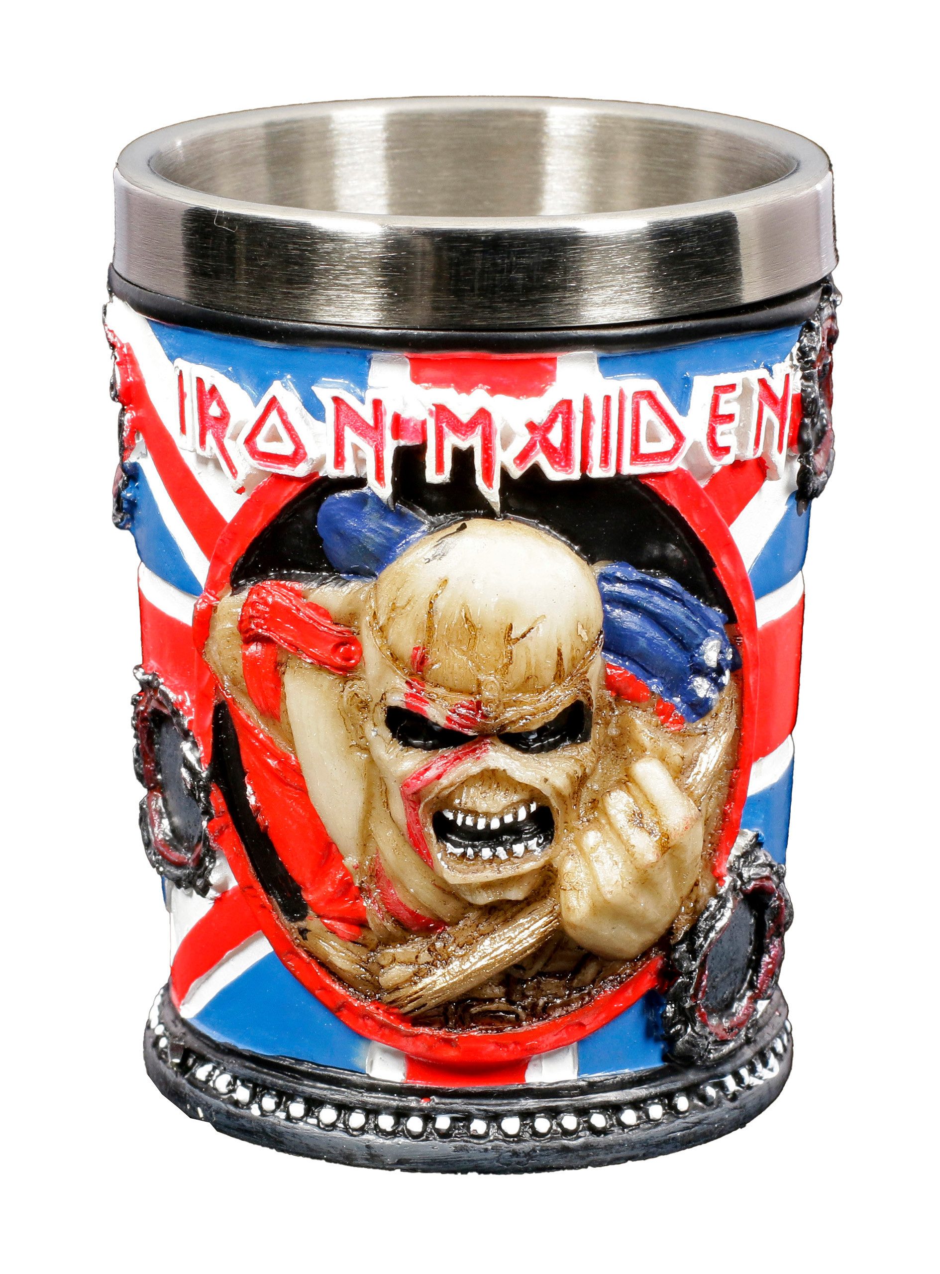 Figuren Shop GmbH Becher Iron Maiden Schnapsbecher - Trooper - Merchandise, Kunststein (Polyresin), Edelstahl