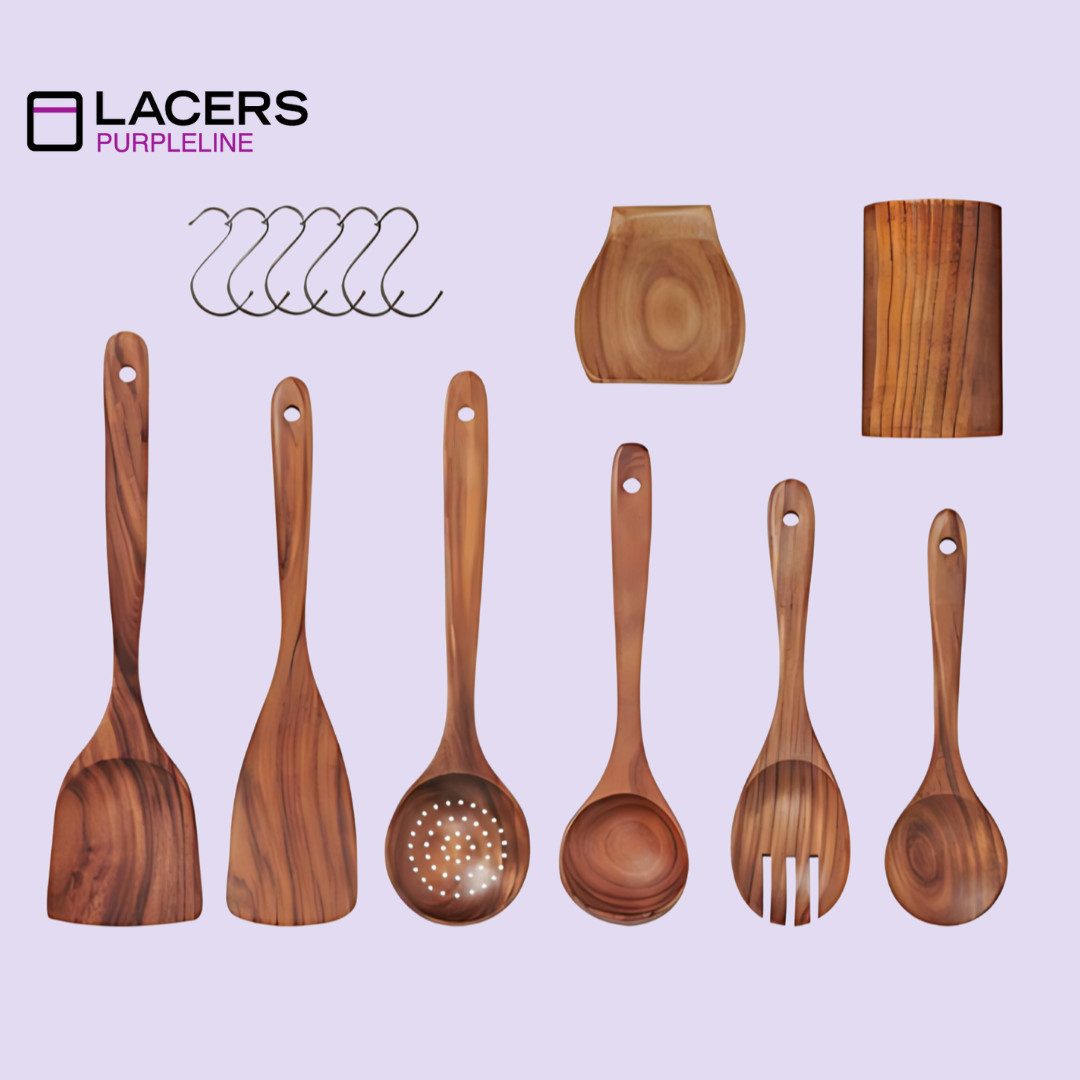 Lacers Kochlöffel Lacers PurpleLine - 14-Teiliges Kochlöffel set aus Holz, 14-teilig, 100 % Akazienholz – robust, hygienisch und lebensmittelecht – Bild 3 von 5