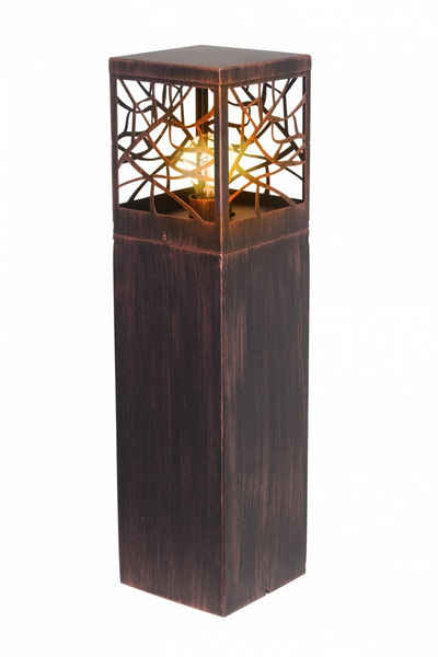 Lightbox Außen-Stehlampe, ohne Leuchtmittel, Sockelleuchte rustikal, 59 x 15 x 15 cm, E27, IP44, Metall, rost