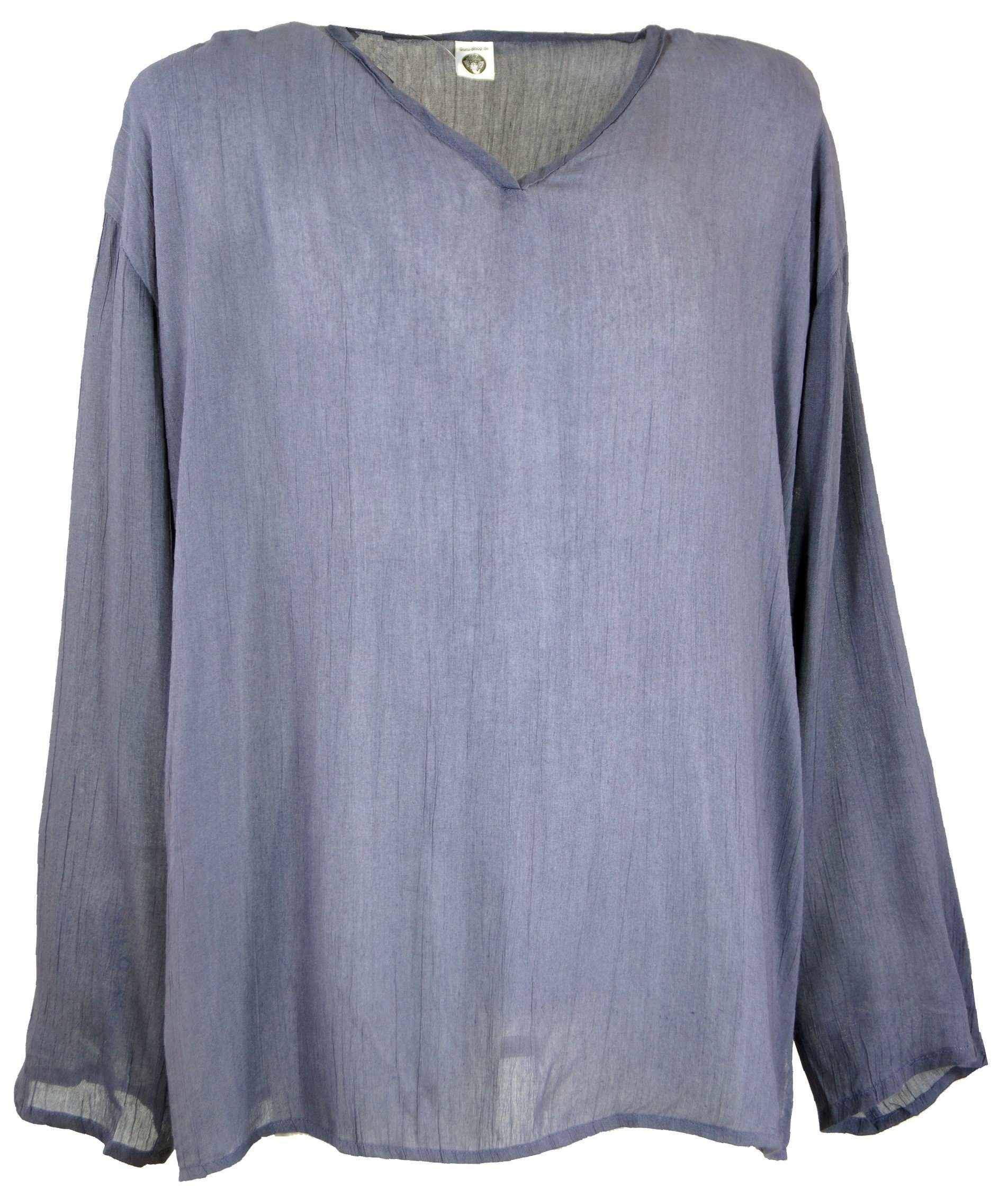 Guru-Shop Hemd & Shirt Yoga Hemd, Goa Hemd, Freizeithemd - taubengrau Ethno Style, alternative Bekleidung