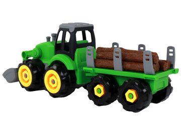 LEAN Toys Spielzeug-Traktor Traktor Spielzeug Landwirtschaftsfahrzeug Bagger Anhänger Baum