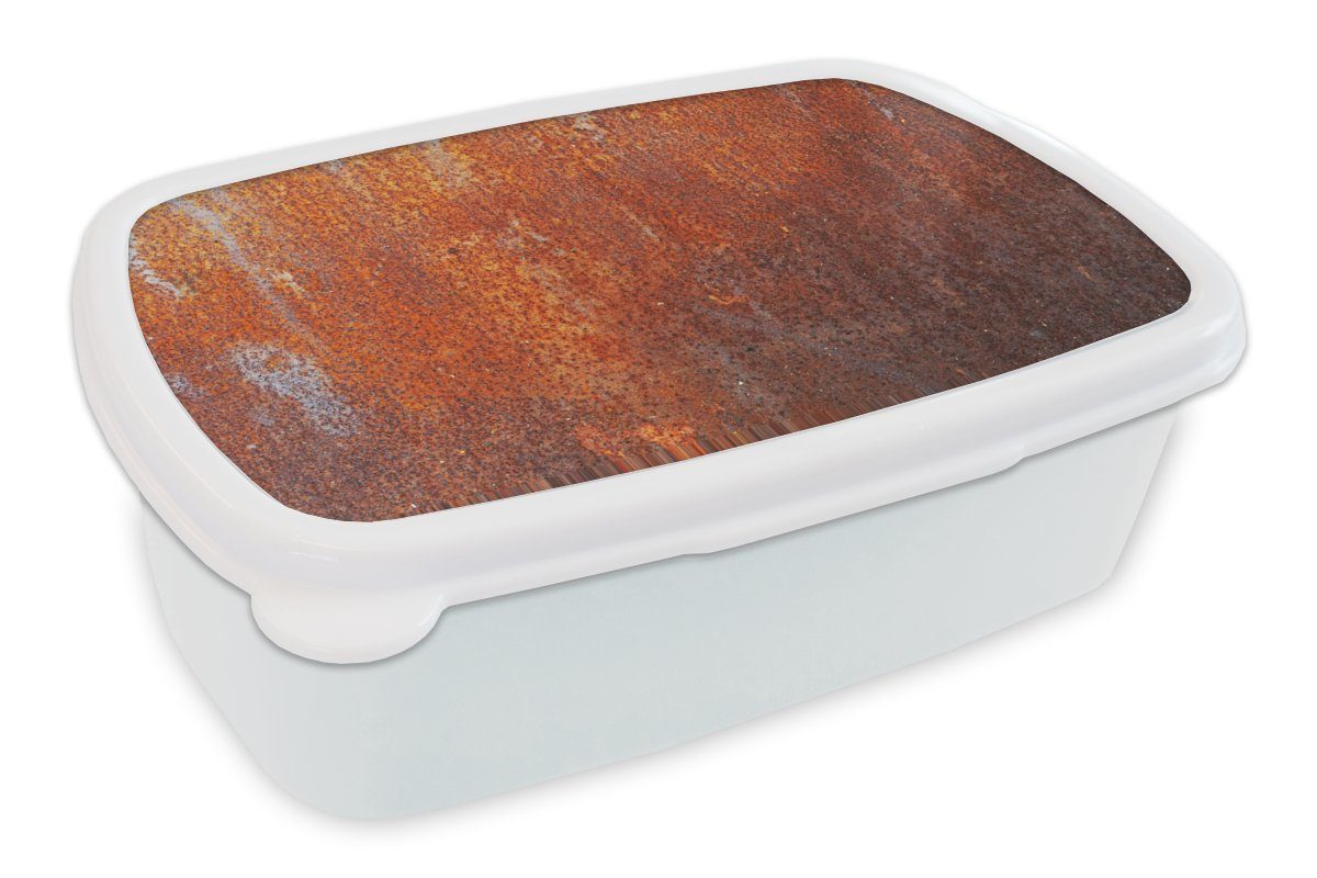 MuchoWow Lunchbox Vintage - Rost - Metall, Kunststoff, (2-tlg), Brotbox für Kinder und Erwachsene, Brotdose, für Jungs und Mädchen weiß