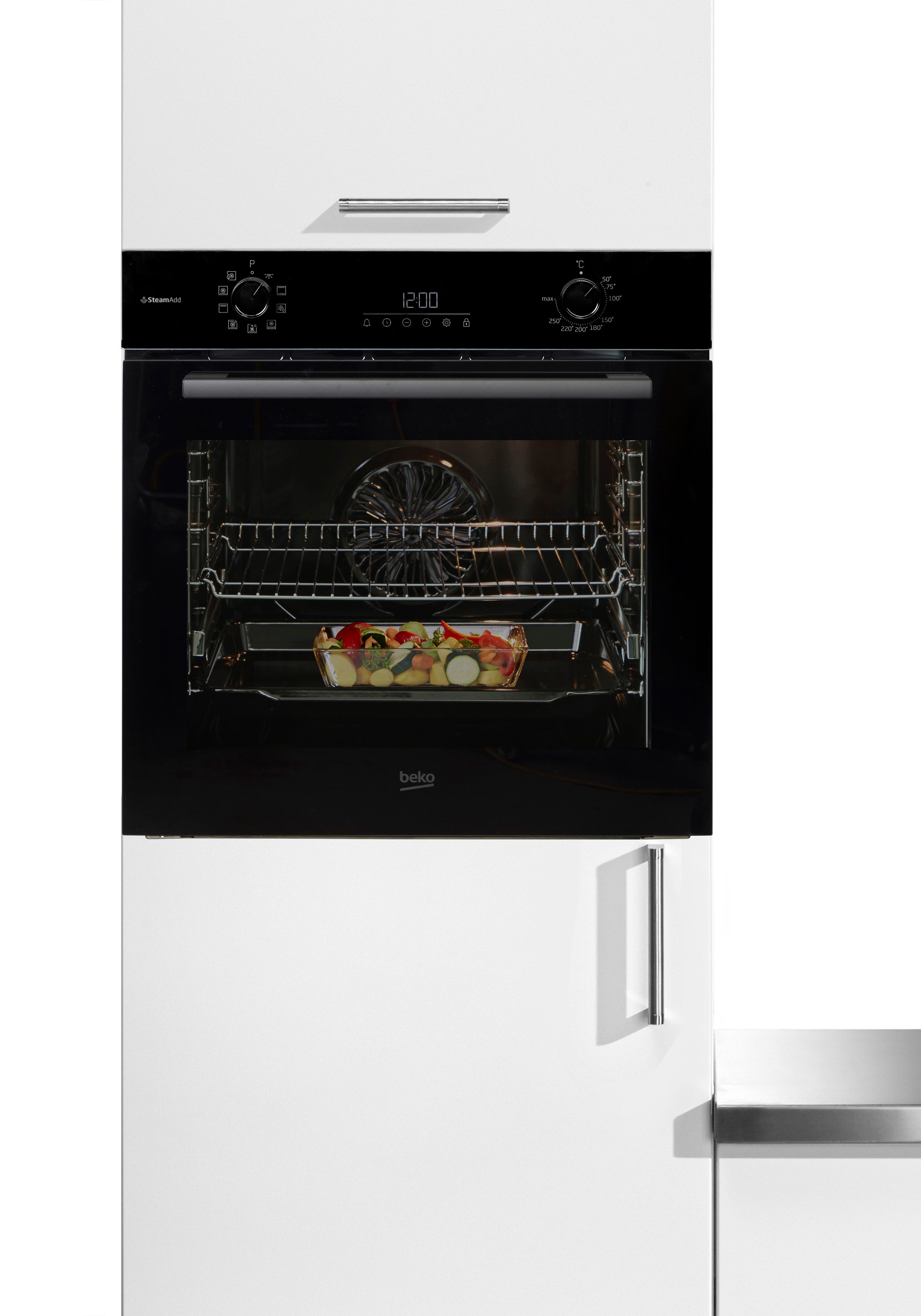 BEKO Einbaubackofen BCBIS17300B, mit 1-fach-Teleskopauszug, Dampf für knusprige Kruste & fluffiges Inneres dank SteamAdd