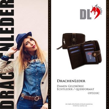 DrachenLeder Geldbörse DrachenLeder Wallet Damen Brieftasche (Portemonnaie, Portemonnaie), Damen, Jugend Echtleder Geldbörse Größe ca. 12,5cm, braun