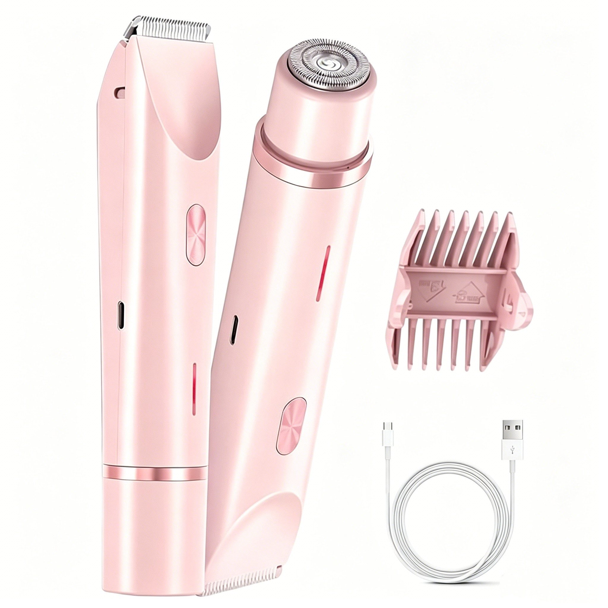 inschimmer Haarentferner-Set 2-in-1 Elektrischer Rasierer Damen Bikinitrimmer für Gesicht Körper