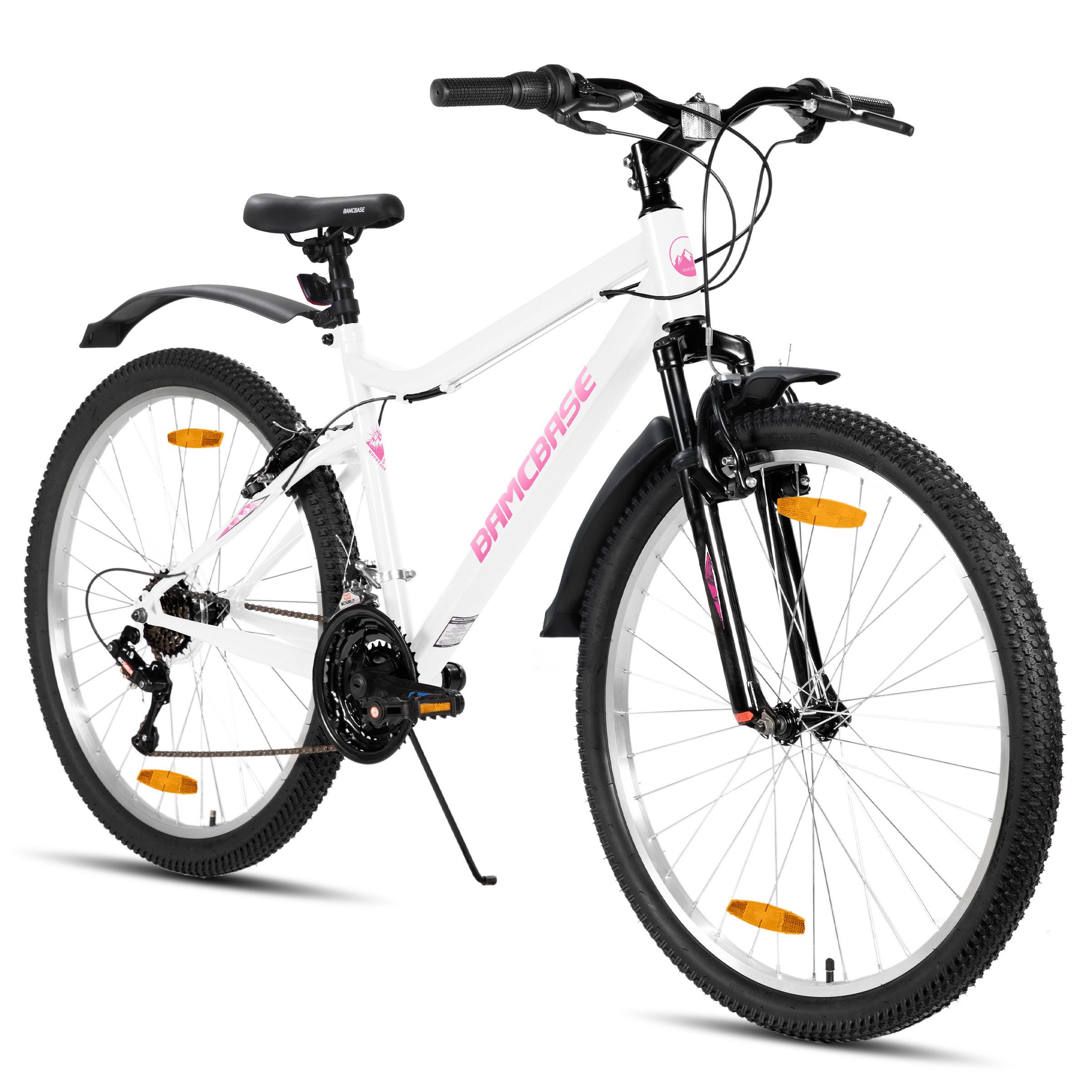 HILAND Mountainbike 26 Zoll Damen bike, robust und langlebig, Studenten-Pendlerrad, Mit 18-Gang, Doppel-V-Bremsen, Schutzblechen, für Frauen konzipiert