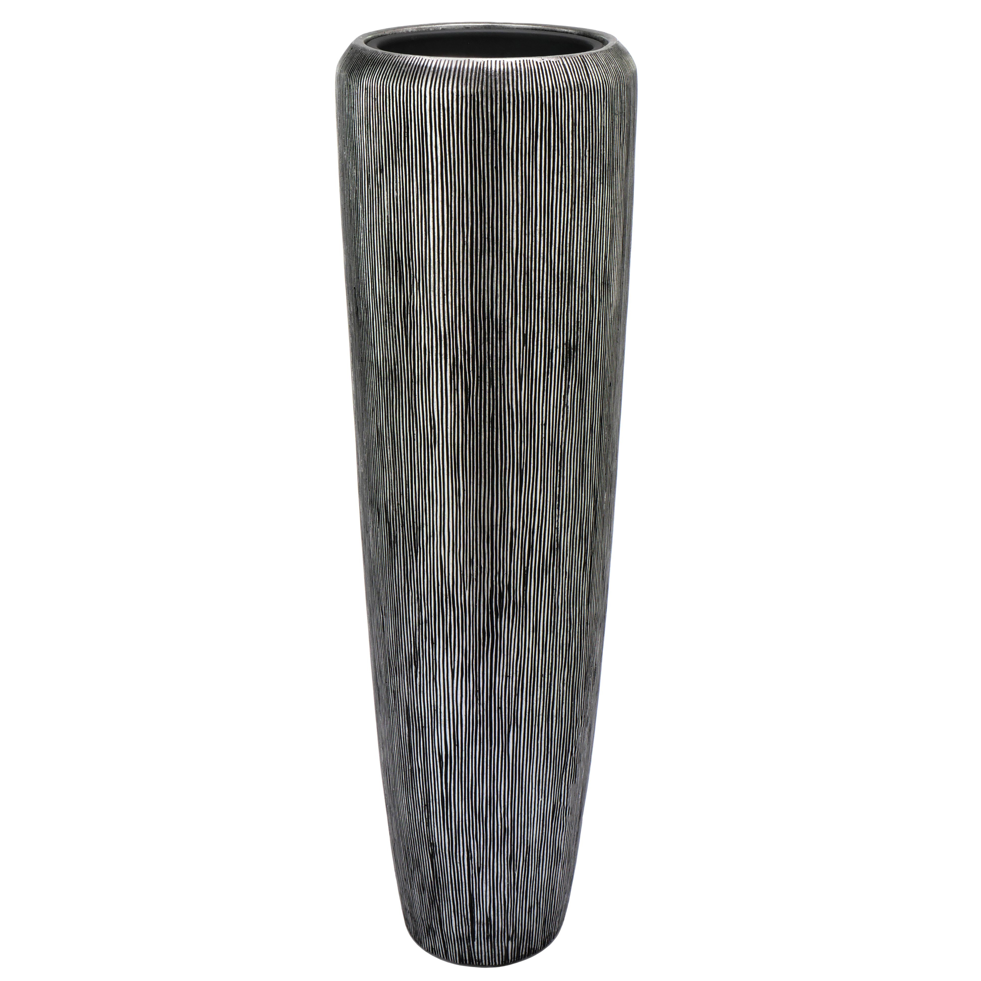 Flingora Bodenvase Esmee, mit Einsatz - Fiberglas - Indoor - Silber - Höhe 117 cm