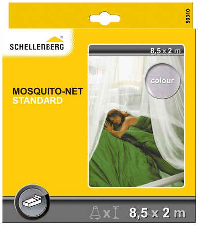 SCHELLENBERG Fliegengitter-Gewebe Insektenschutz-Vorhang Standard Betthimmel, Moskitonetz Baldachin für das Bett, 2 m x 8,5 m, weiß, 50310