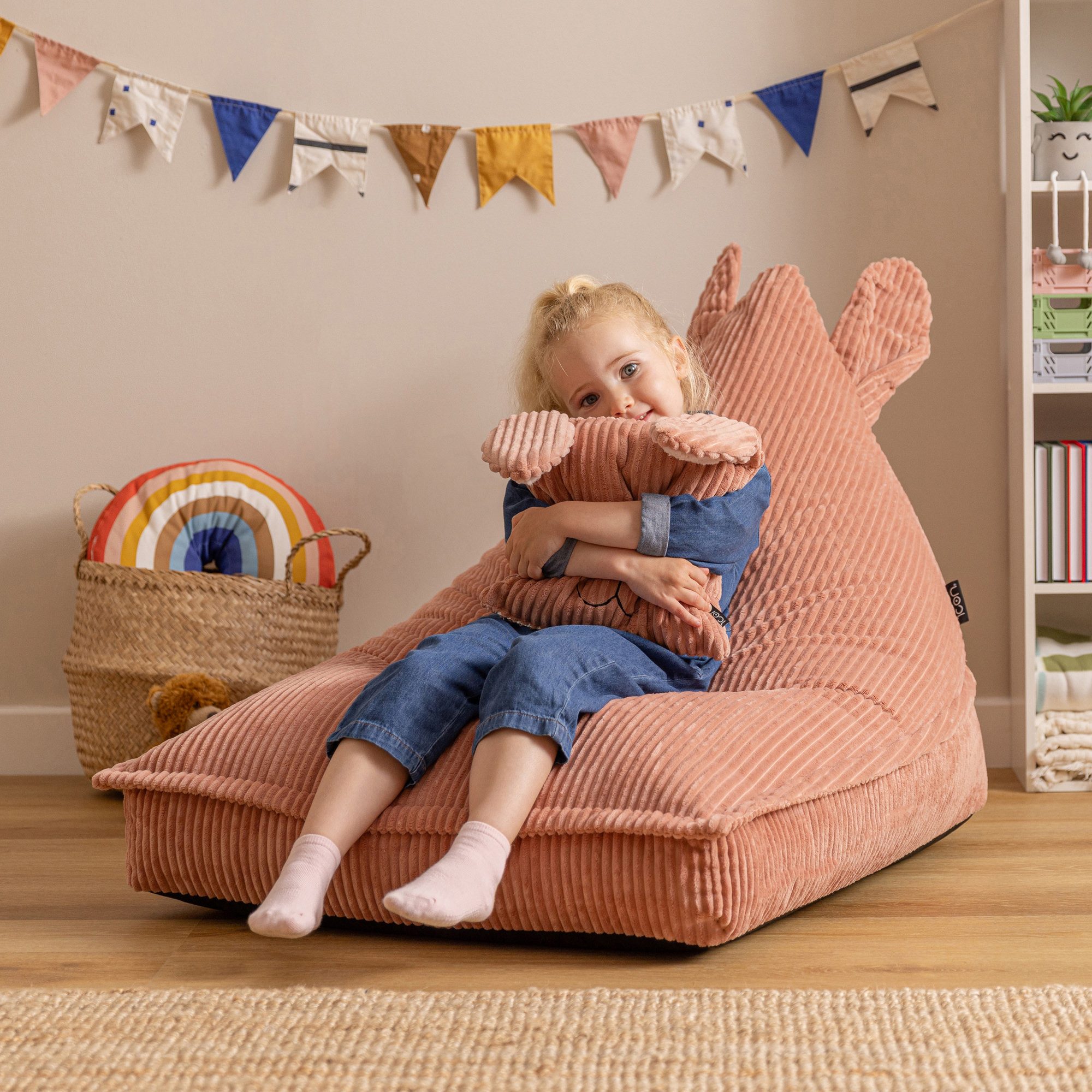 icon Sitzsack Kinder Animalfreunde mit Kissen aus Cord, 72x102x66cm, Made in Germany, für Kinderzimmer