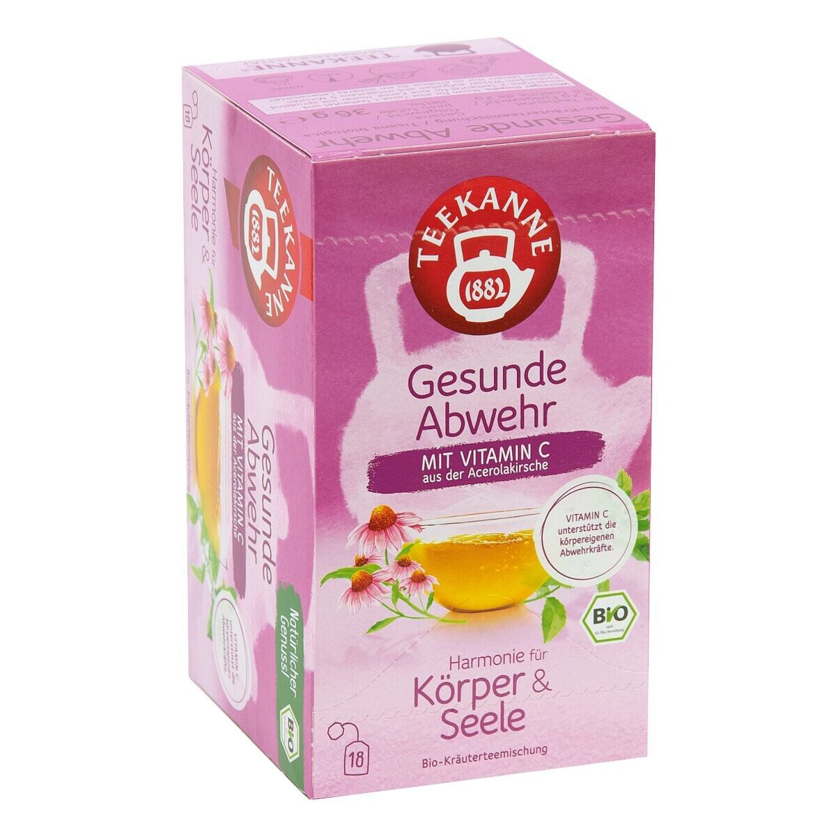 TEEKANNE Tee BIO Gesunde Abwehr, 18 Beutel, Kräuterteemischung mit Vitamin C