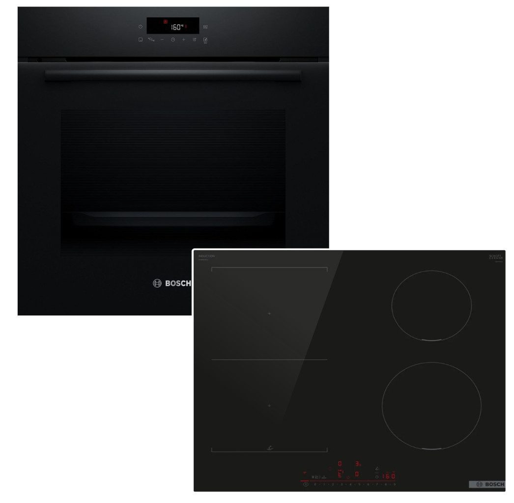 BOSCH Backofen-Set Backofen Pyrolyse 3D Heißluft AutoPilot + Induktionsfeld PowerBoost, mit Nein, Pyrolyse-Selbstreinigung Hydrolyse