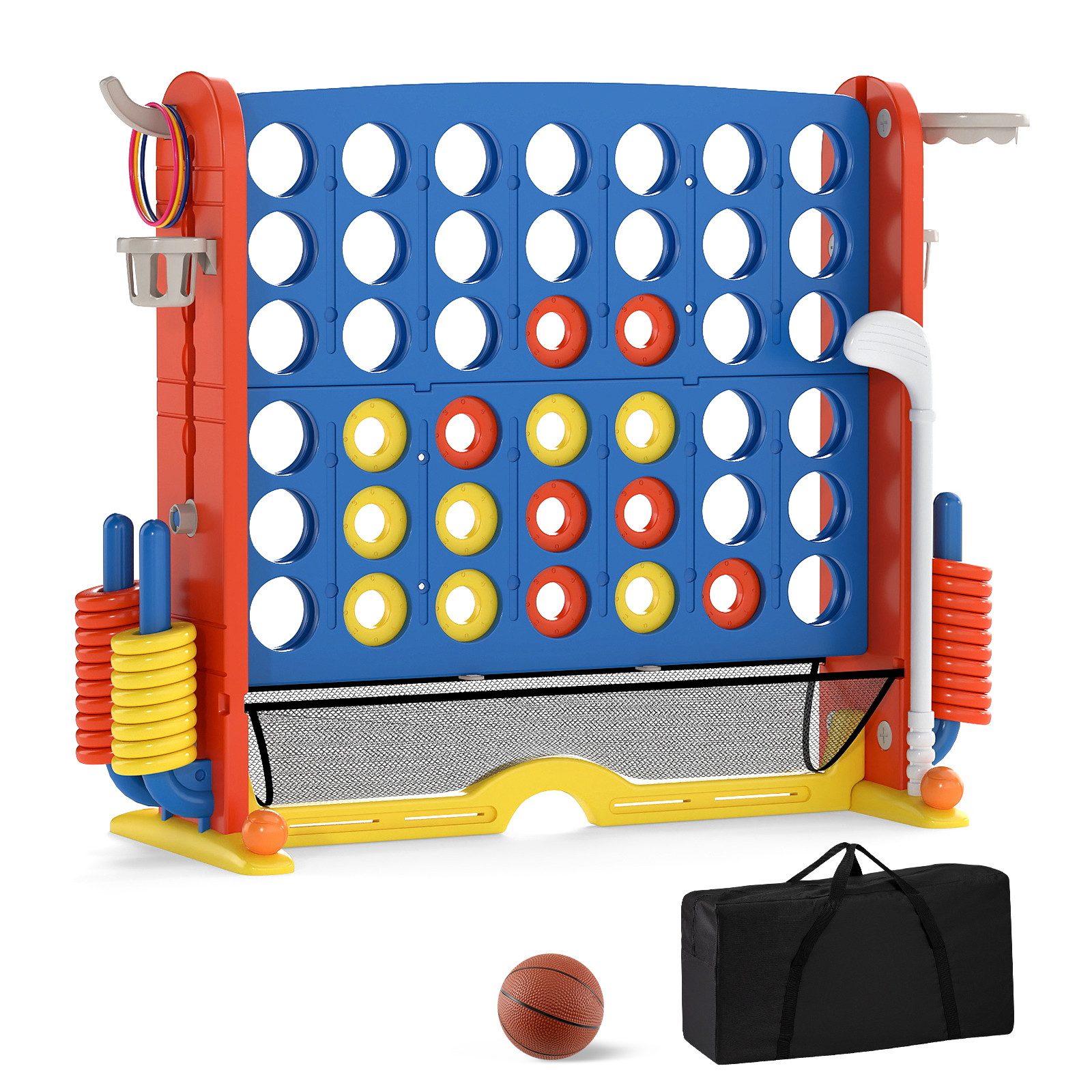 COSTWAY Spiel, 4 in Einer Reihe Strategiespiel, höhenverstellbar