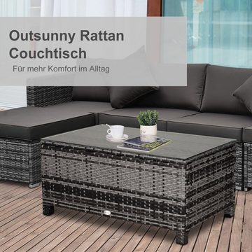 Outsunny Gartentisch Garten Beistelltisch Polyrattan (Balkontisch, 1-St., Couchtisch), Grau 85 x 50 x 39 cm