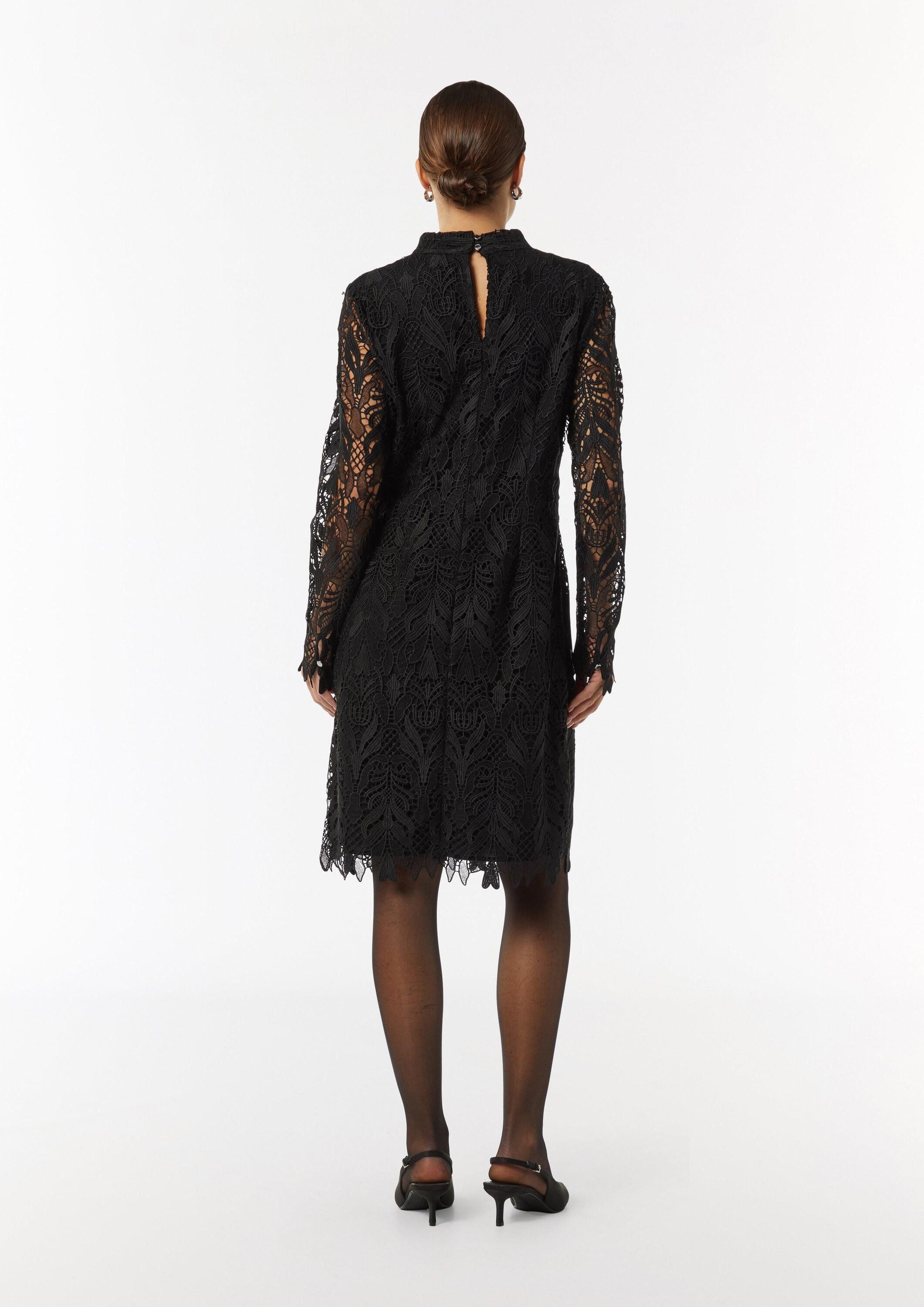comma Minikleid Kleid Edles Spitzenkleid mit Stehkragen