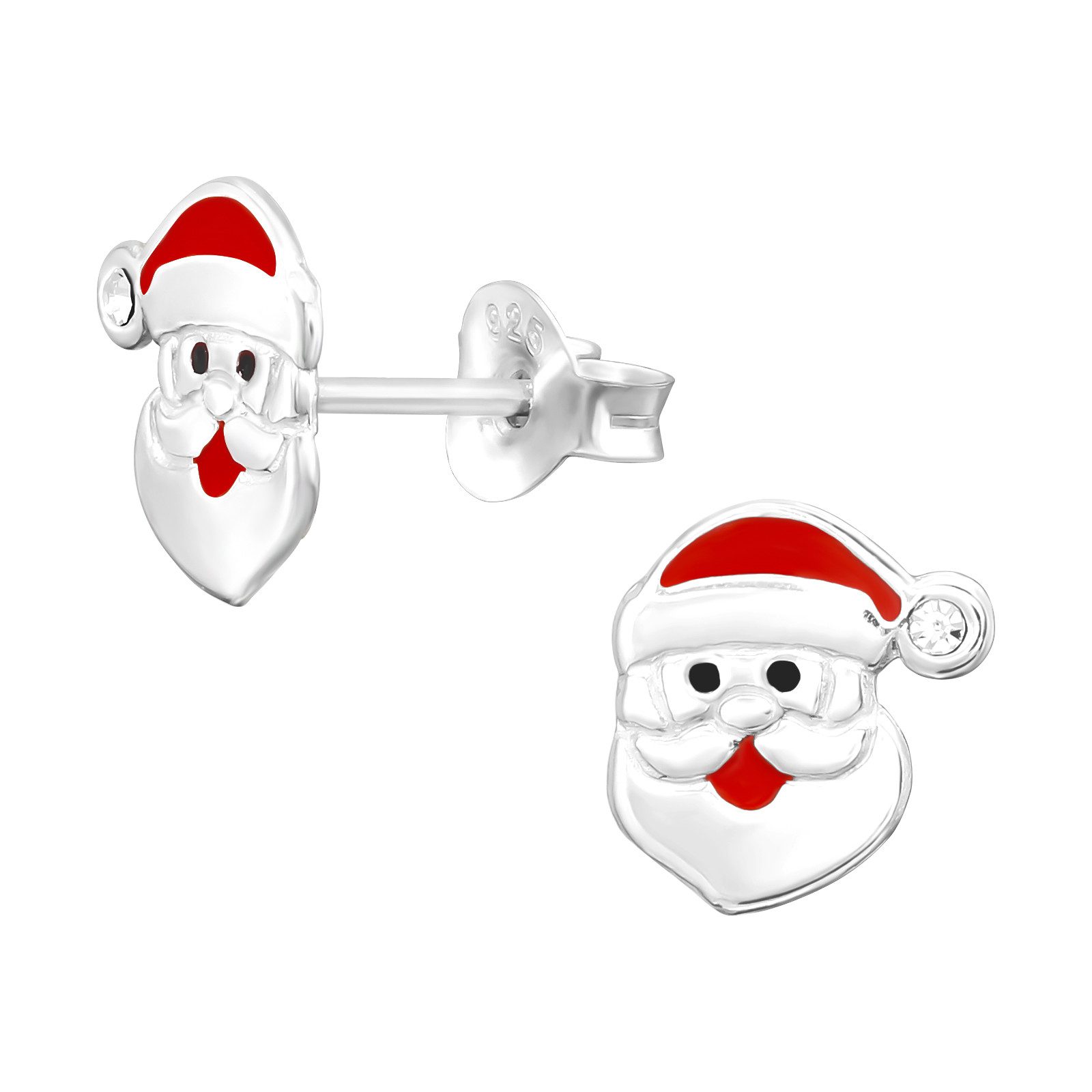 ALEXANDER YORK Paar Ohrstecker WEIHNACHTSMANN Kristall weiß, 2-tlg., 925 Sterling Silber