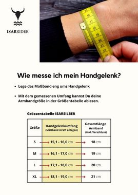 ISARRIDER Edelstahlarmband Lederarmband ISARSILBER, vintage braun geflochten, Handgefertigt in Bayern