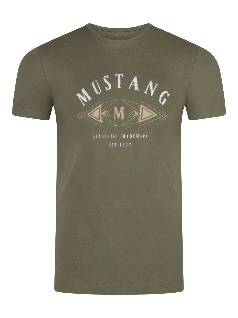 MUSTANG T-Shirt Herren Printshirt Regular Fit (1-tlg) Kurzarm Tee Shirt mit günstig online kaufen