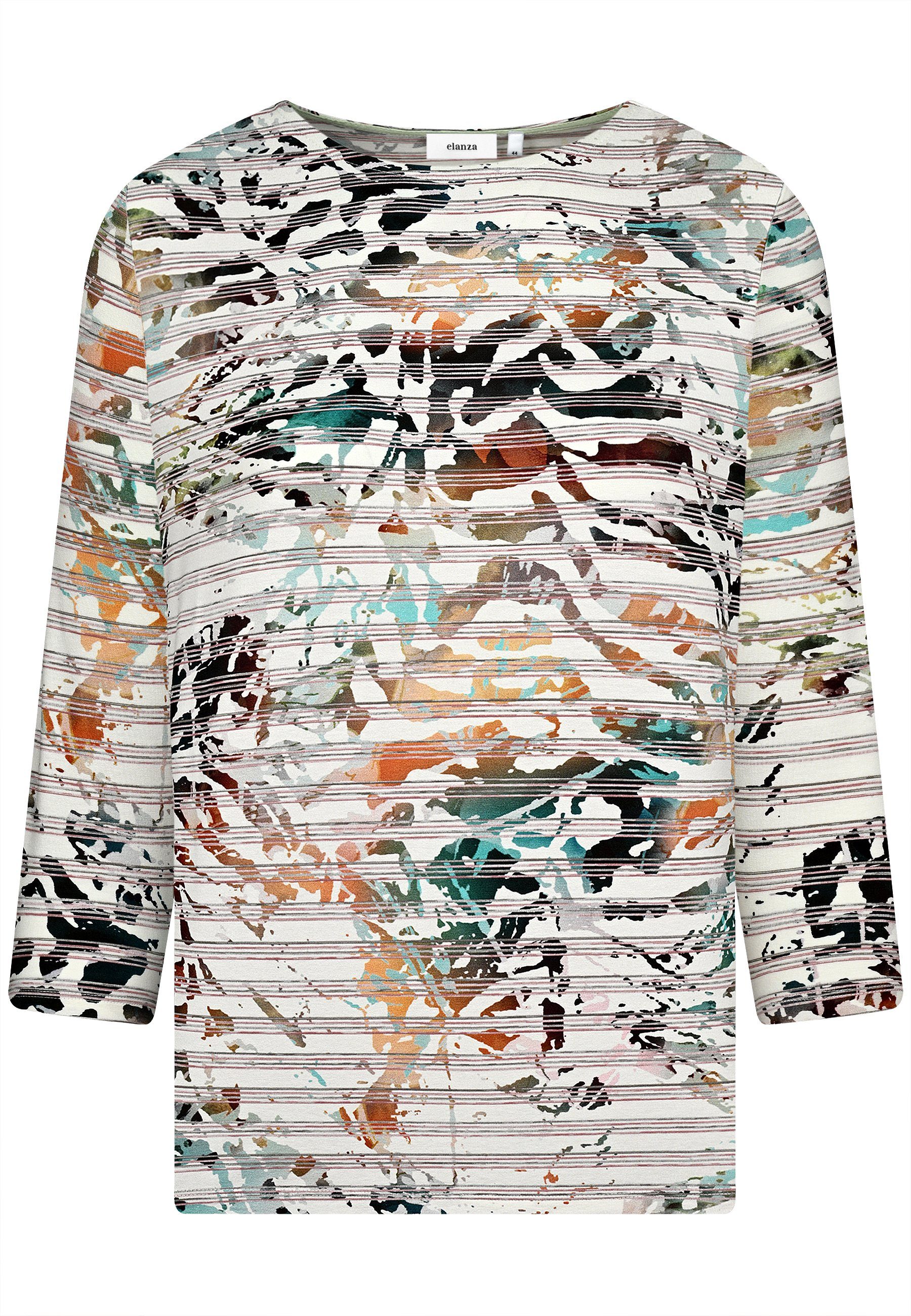 Stripe 05/curry-turquoise - (1-tlg) elanza T-Shirt Shirt Print