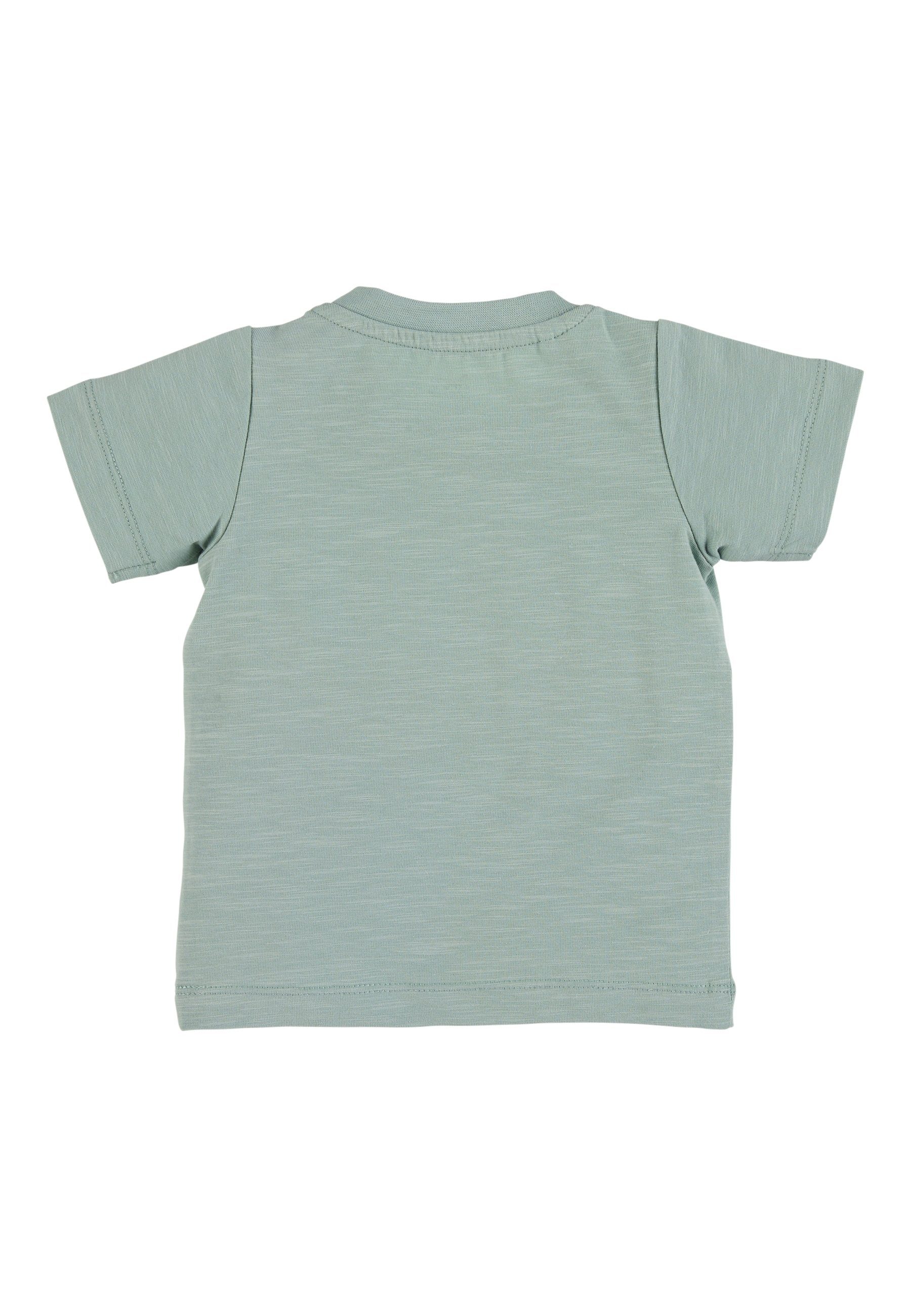 Esel mit Kindershirt Kurzarmshirt mit süßen Emmi GOTS T-Shirt T-shirt) Rundhals Sterntaler® Kinder GOTS Schulterknöpfung, Kurzarm grün Kurzarm-Shirt (1-tlg., Applikationen, Babyshirt
