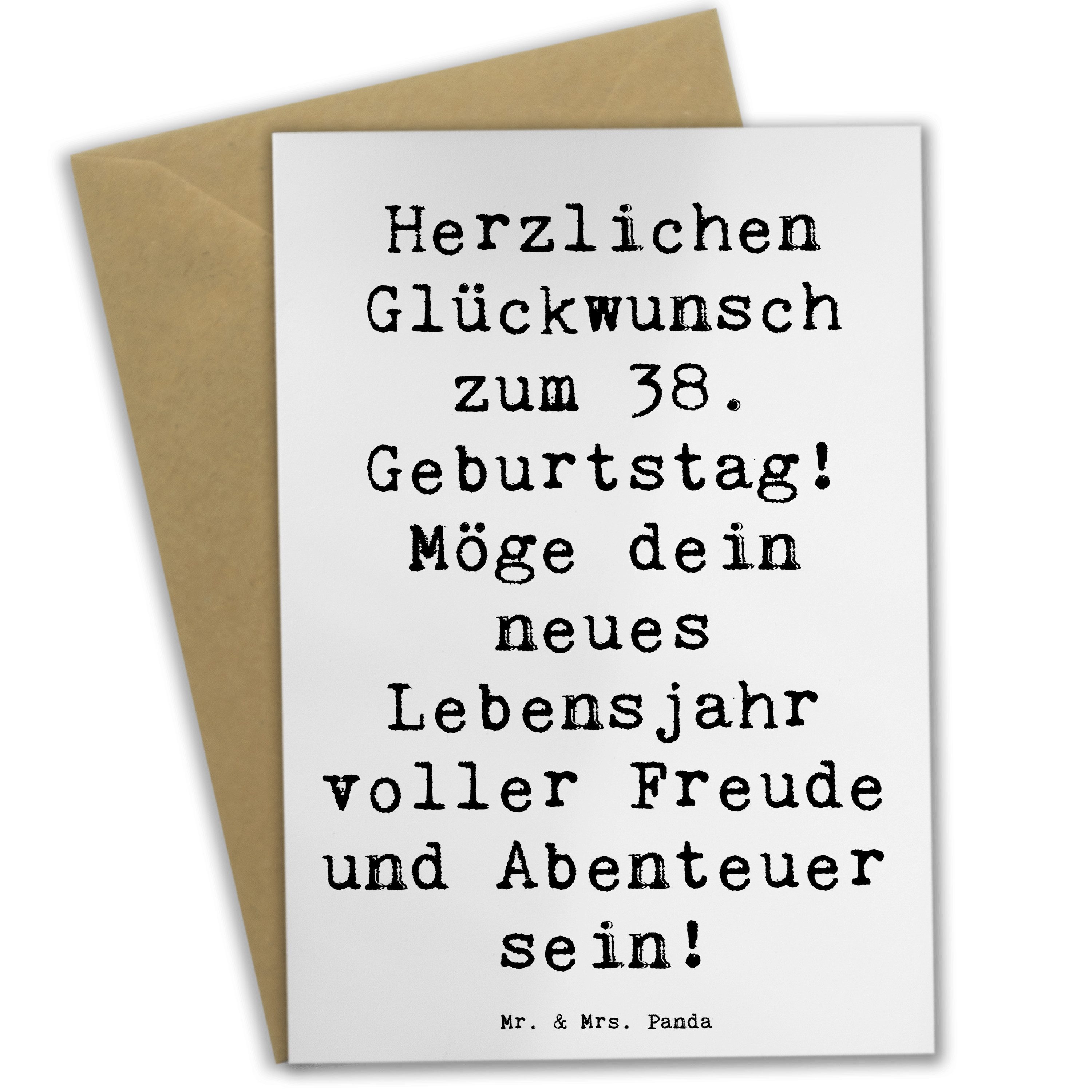 Grußkarte Spruch 38. Geburtstag Freude Abenteuer - Weiß - Geschenk, Glücksmomen