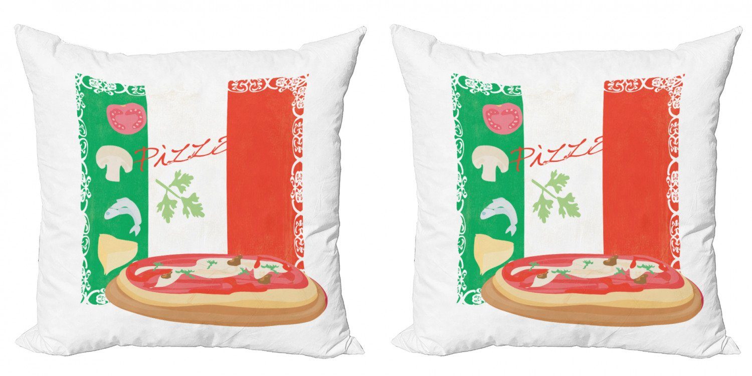 Kissenbezüge Modern Abakuhaus Pizza Küche Italienische Stück), Doppelseitiger Digitaldruck, (2 und Flagge Accent