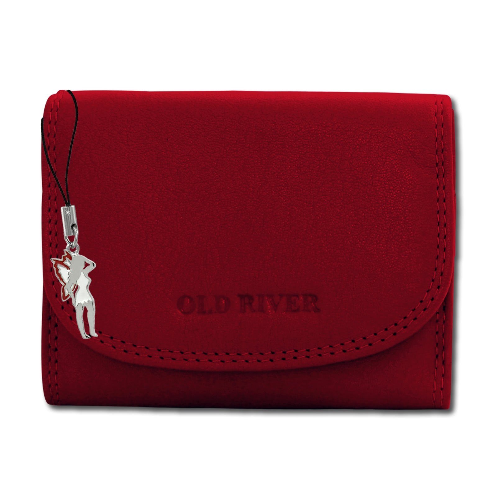 Old River Geldbörse Old River Geldbörse echtes Leder rot (Portemonnaie, Portemonnaie), Damen, Jugend Echtleder Geldbörse Größe ca. 9,8cm, rot