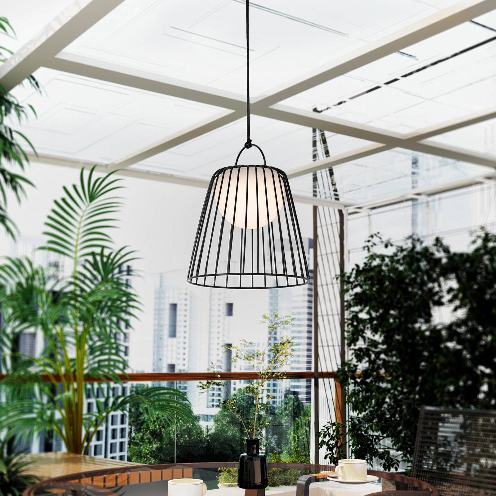 Lindby Hängeleuchten Levino, LED, Metall, Schwarz warmweiß IP44, LED 3 W gesamt, warmweiß