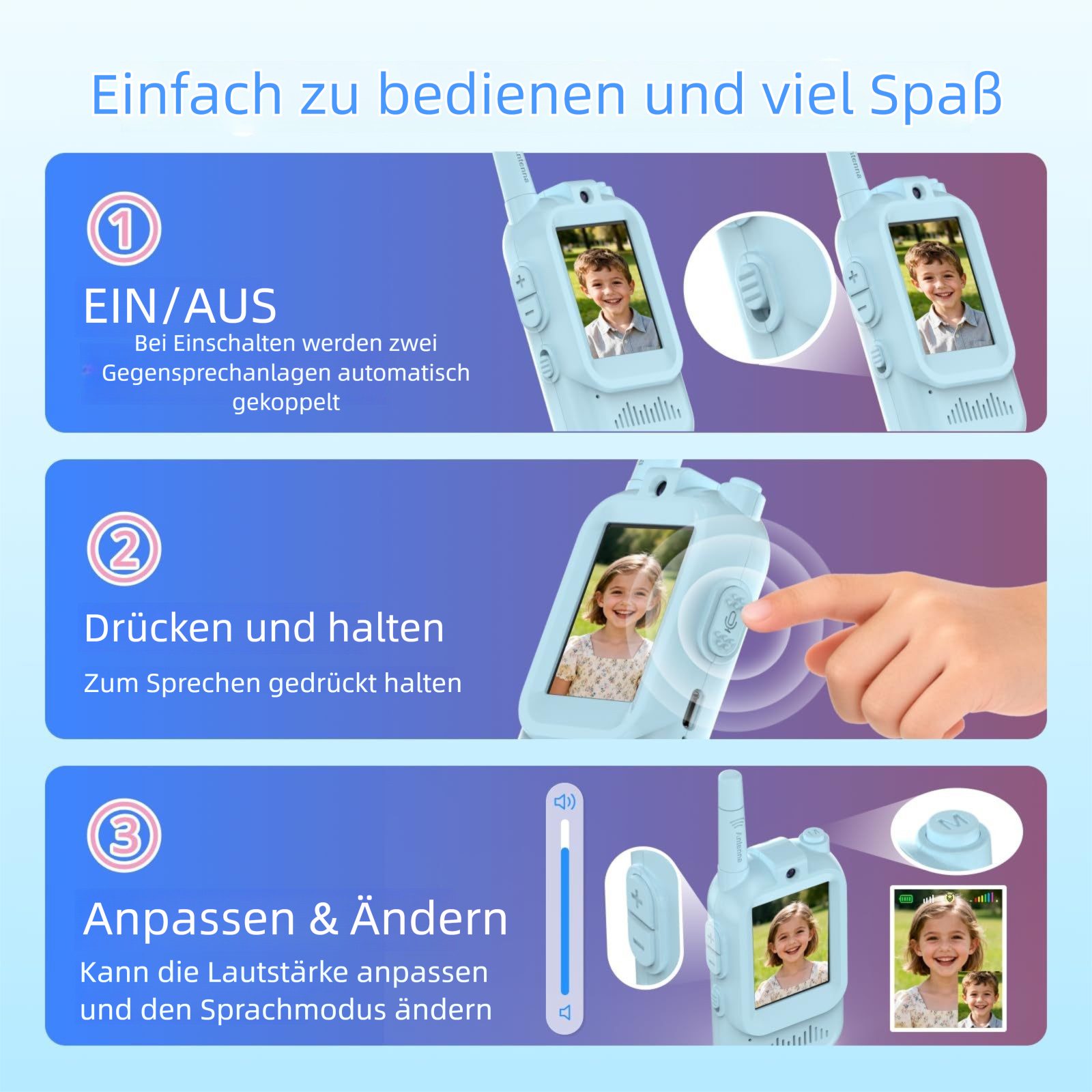VEKROBOT Walkie Talkie Video Walkie talkie Kinder ohne SIM Karte Ton Bild Familienspielzeug, (1-St), Eltern Kind Walkie talkie lustiges Familienspielzeug