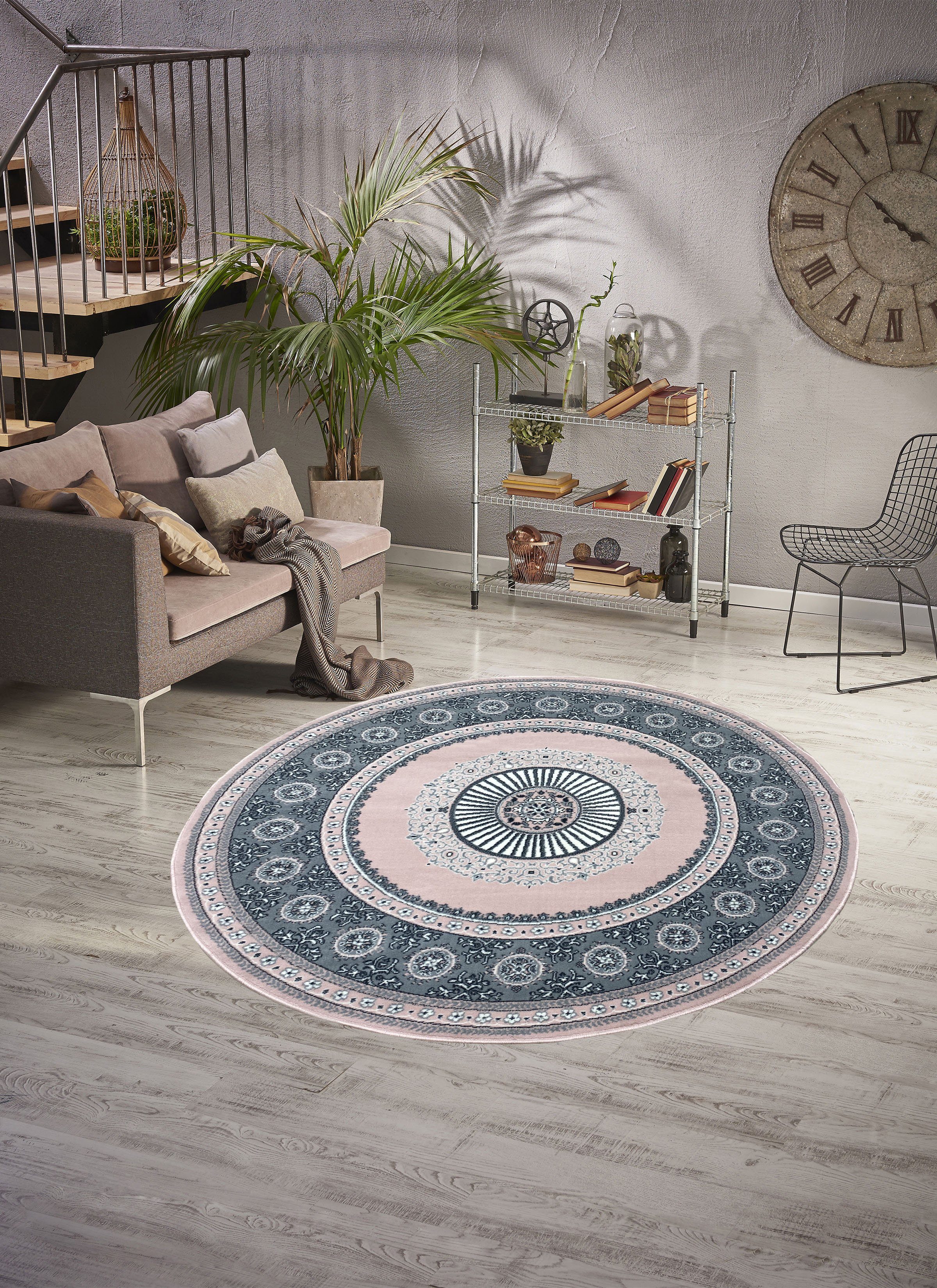 Bordüre, Höhe: mm, rund, Shari, elegant Teppich rosa Home Orient-Dekor, Kurzflor, 7 affaire, pflegeleicht, weich, mit