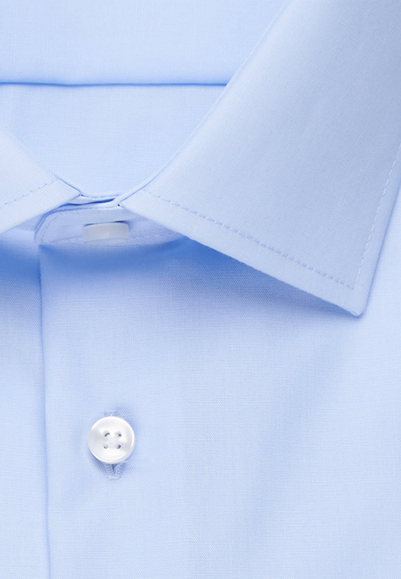 Langarm seidensticker Kentkragen Mittelblau Shaped Uni Businesshemd Shaped