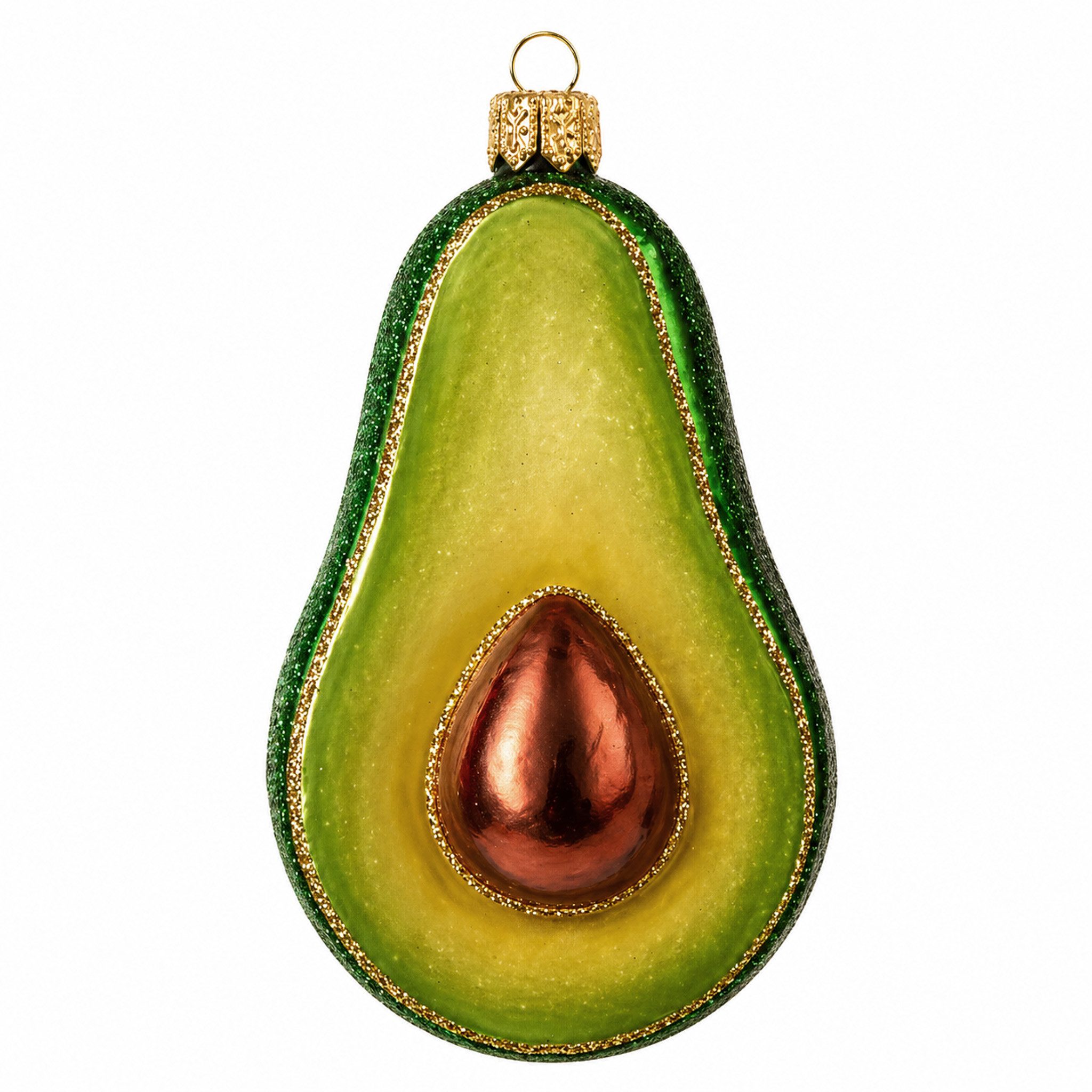 IMPULS Christbaumschmuck, Christbaumanhänger Avocado aus Glas 3cm Braun Grün