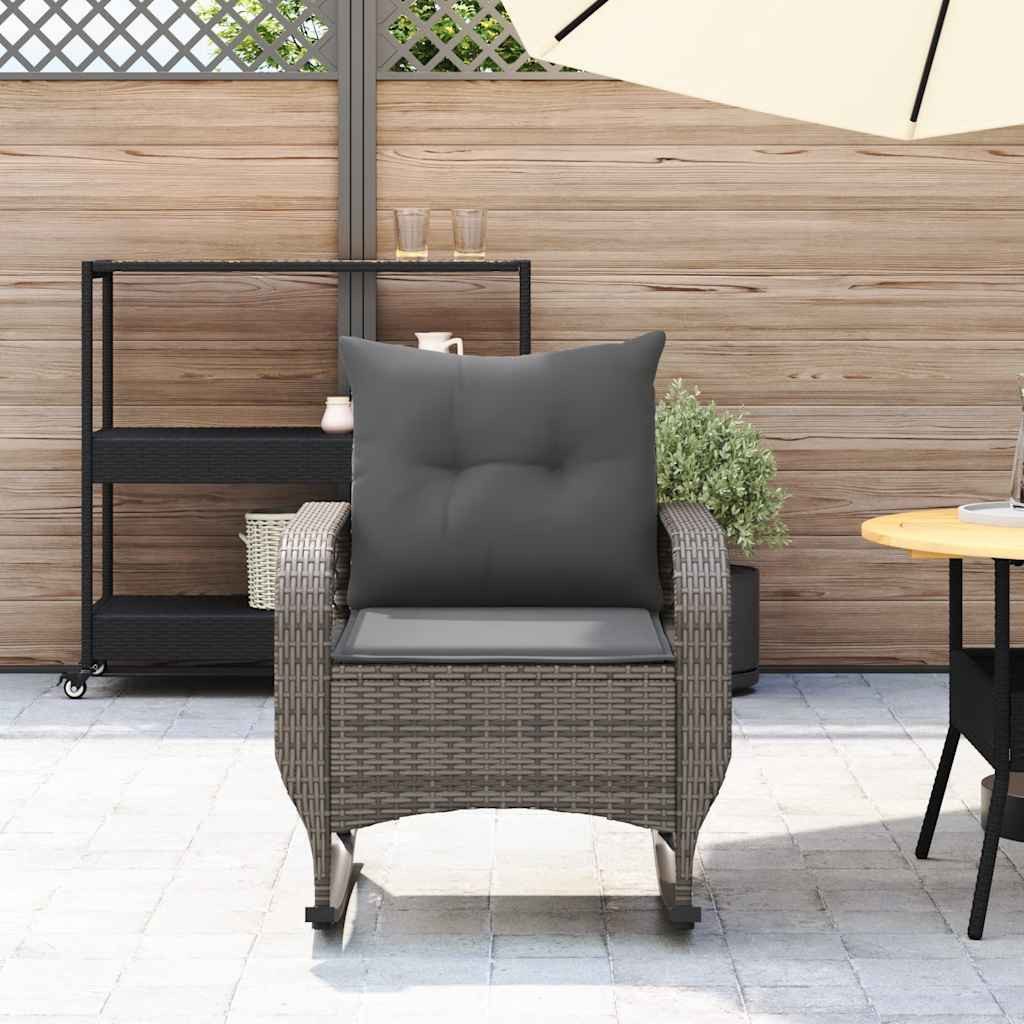 vidaXL Gartenstuhl Garten-Schaukelstuhl mit Kissen Grau günstig online kaufen