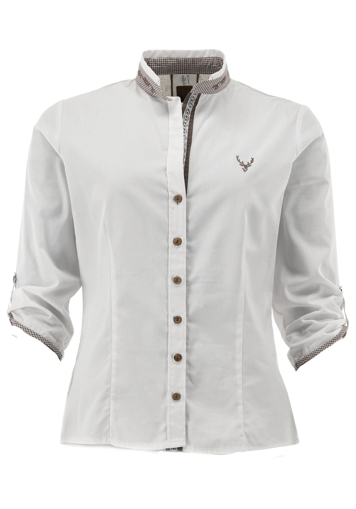 OS Trachten Trachtenbluse Lomuc Langarmbluse mit Stickerei auf dem Stehkrag günstig online kaufen