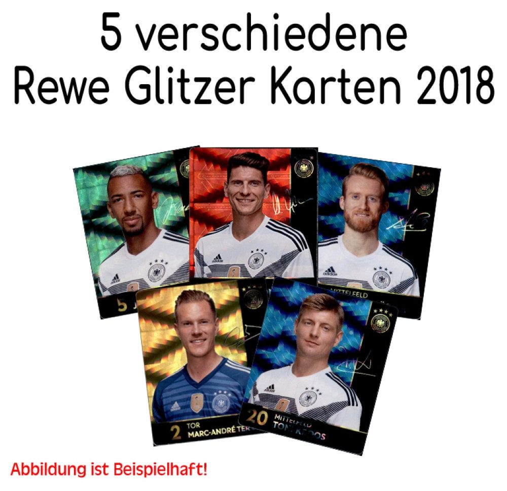 REWE Sammelkarte WM 2018 REWE Sammelkarten - 5 verschiedene GLITZER Karten