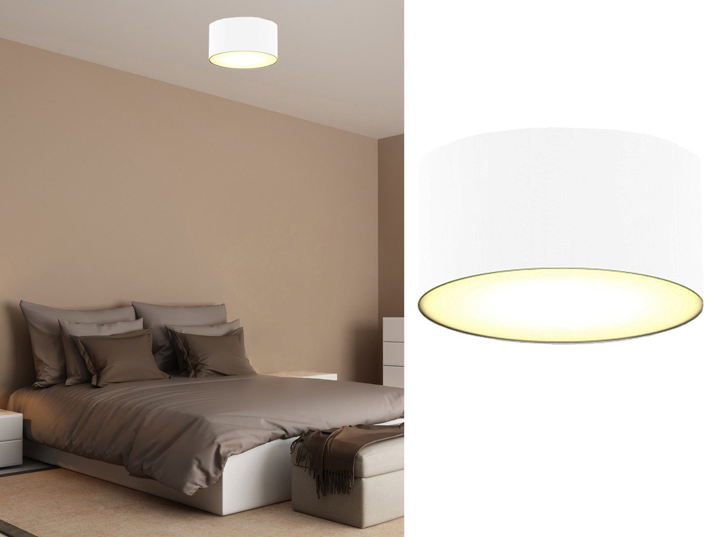 smartwares LED Deckenleuchte, kleine dimmbare Decken-Lampe mit Stoff-Schirm