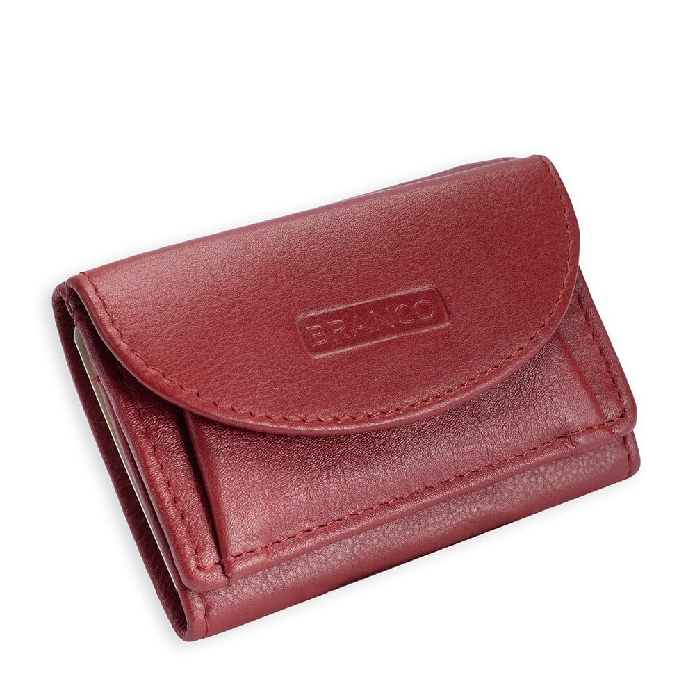BRANCO Mini Geldbörse Kleine Geldbörse / Mini-Portemonnaie, Leder Himbeer-Rot, Branco 31105
