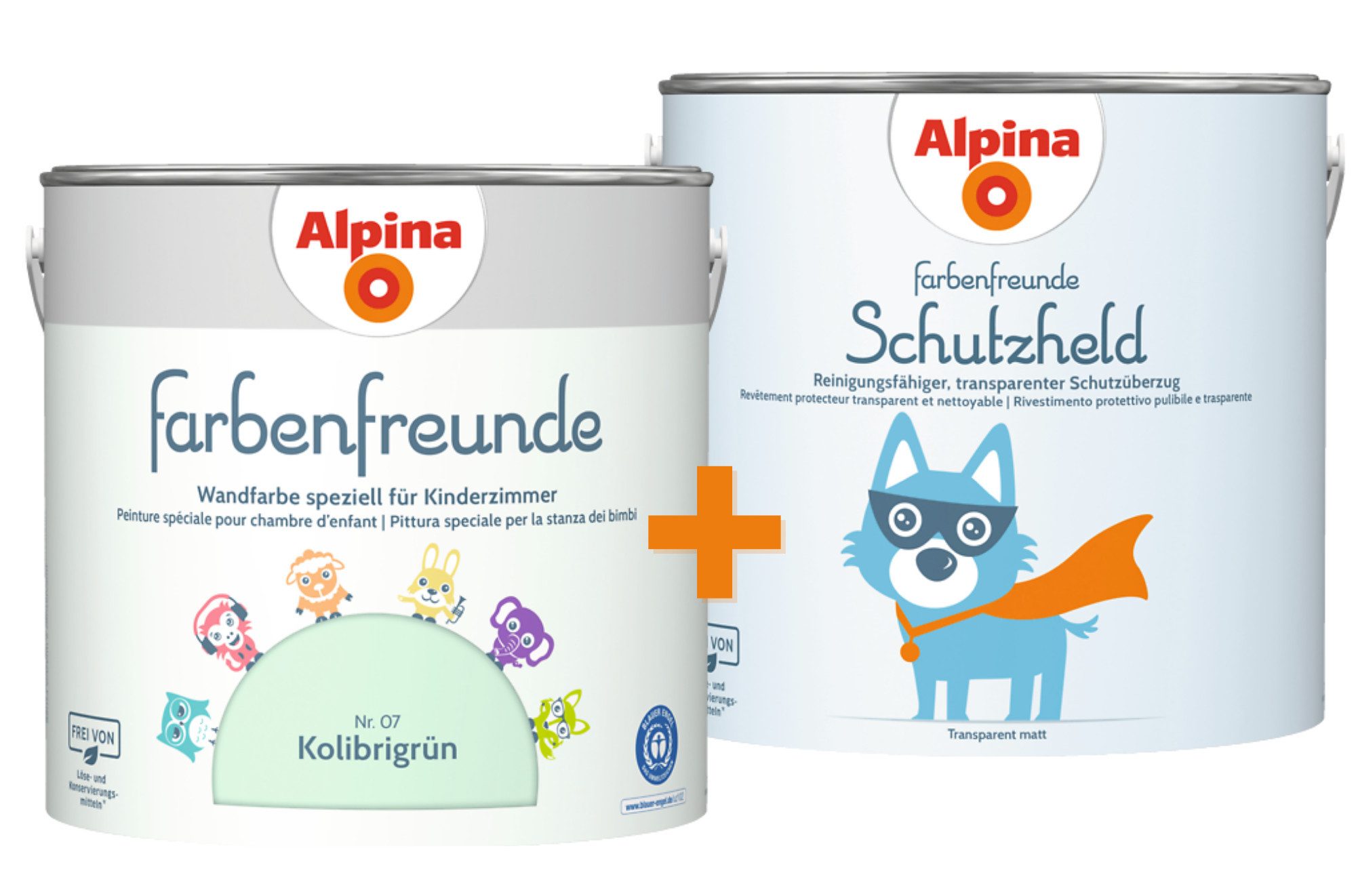 Alpina Wandfarbe - SET - Farbenfreunde + Schutzheld 2,5 Liter matt