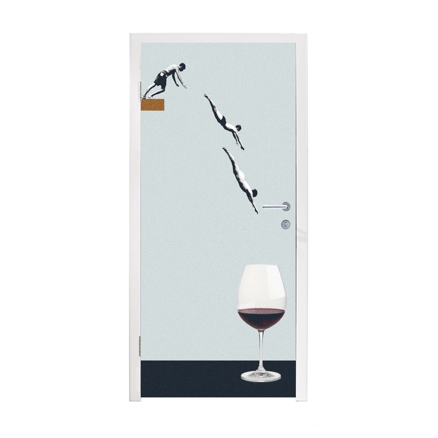 MuchoWow Türtapete Weinglas - Männer - Vintage, Matt, bedruckt, (1 St), Fototapete für Tür, Türaufkleber, 75x205 cm