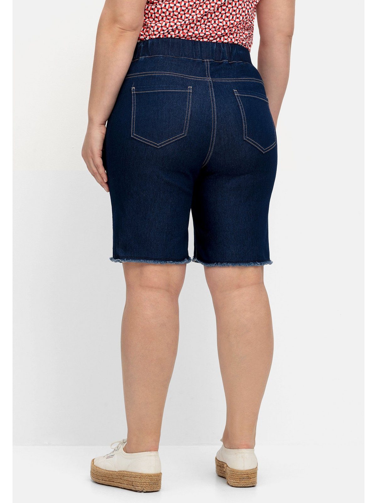 Sheego Bermudas Große Größen aus Sweat-Denim, mit offenem Saum