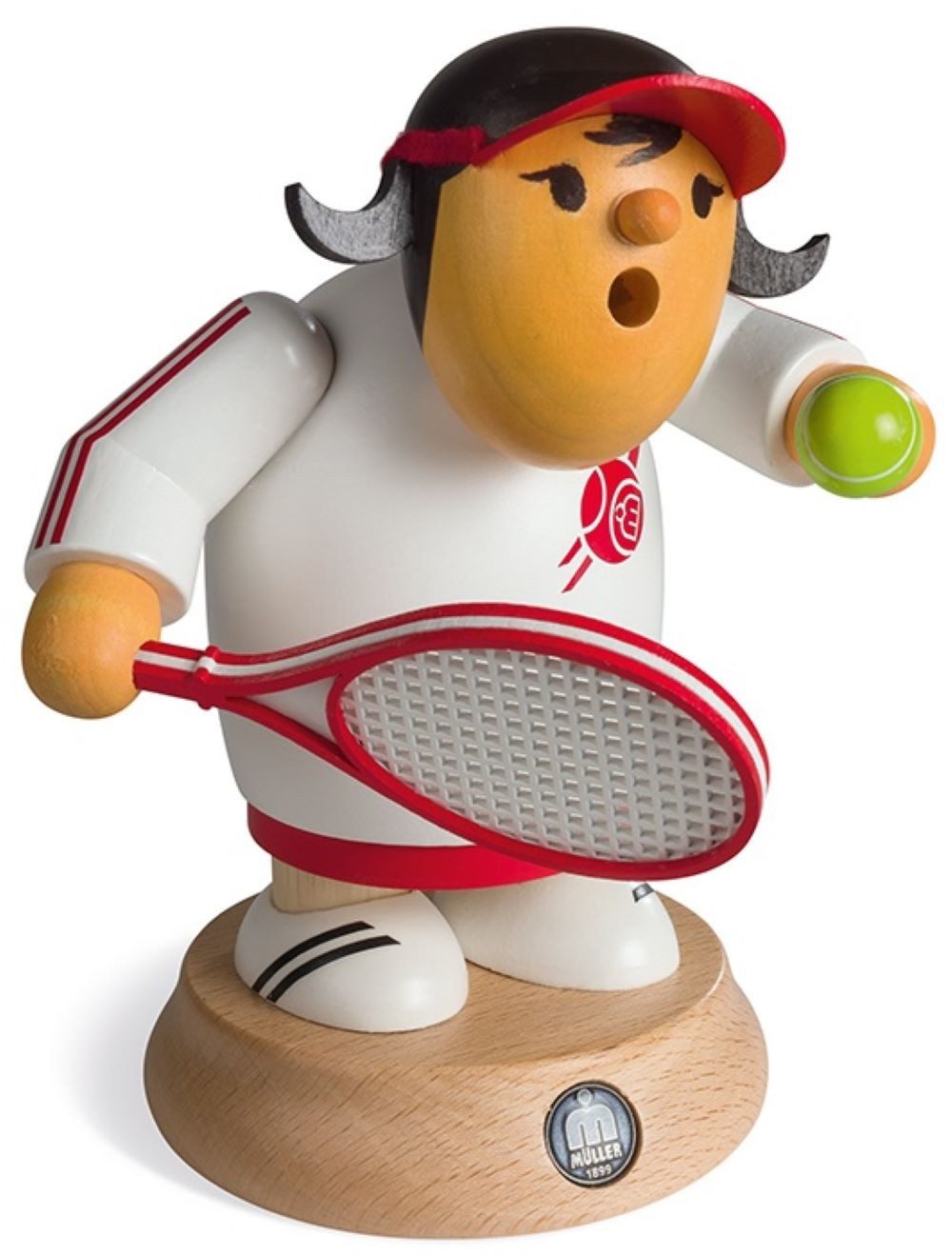 Müller Kleinkunst GmbH Seiffen Räuchermännchen Müllerchen -Tennisspielerin- Räuchermännchen mit der Knollennase