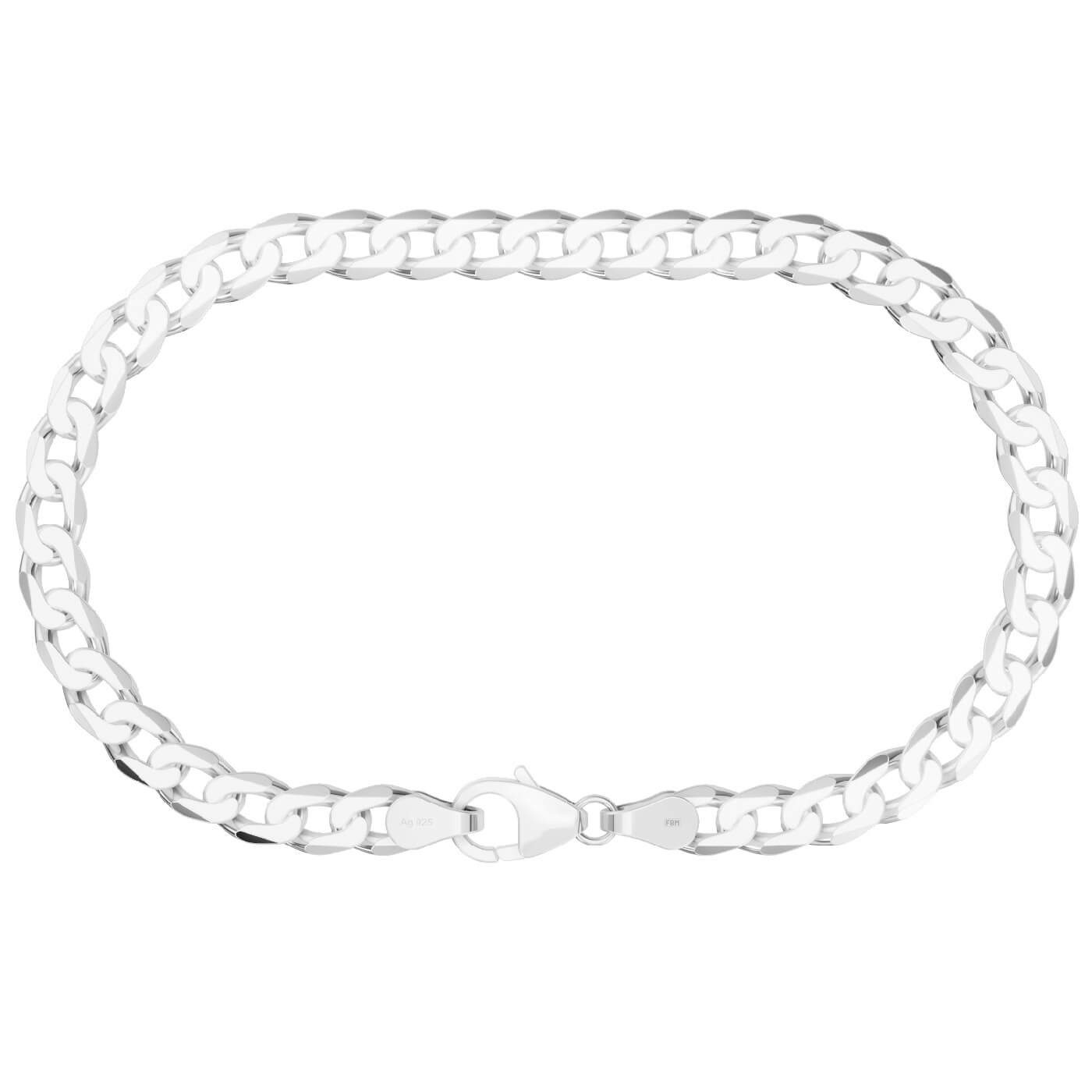 Schmuck Krone Panzerarmband 5,3mm Armband Panzerkette aus 925 Silber 19cm, Silber 925