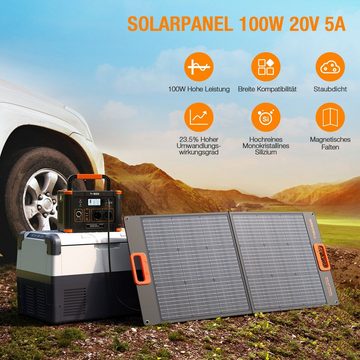 GRECELL Solaranlage Faltbares Solarmodul,100W Solarpanel, Monokristallin, für Powerstation, 100,00 W, Monokristallin, (1-St)