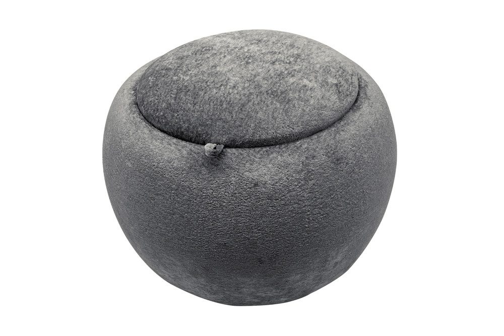 riess-ambiente Couchtisch ORBIT 50cm grau - Bouclé, mit Tablett & Stauraum, Schaumstoff, rund (Einzelartikel), Scandi Beistelltisch - ideal für Wohn- und Esszimmer oder TV-Ecke