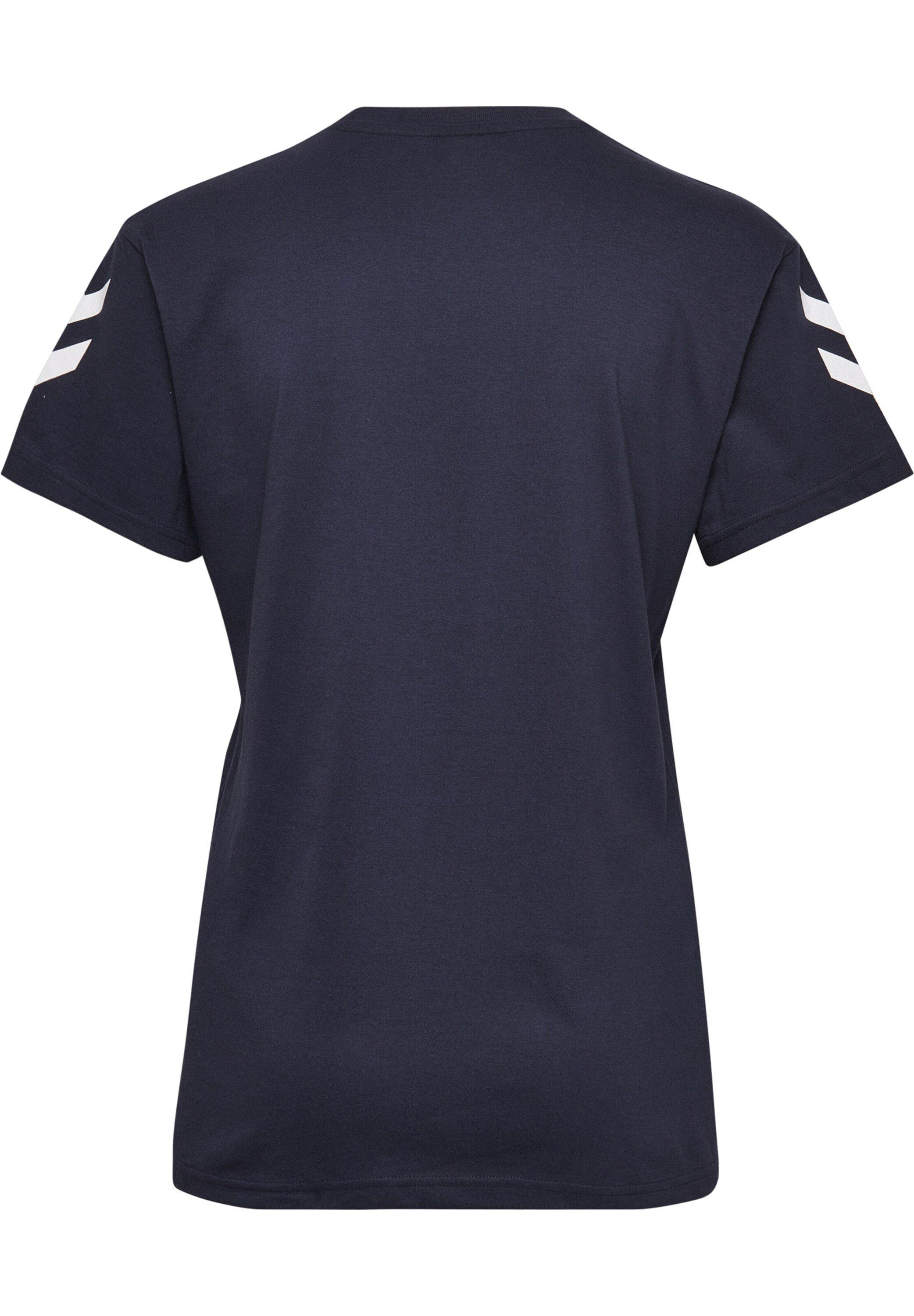 hummel T-Shirt (1-tlg) Plain/ohne Blau Seitenstreifen Details