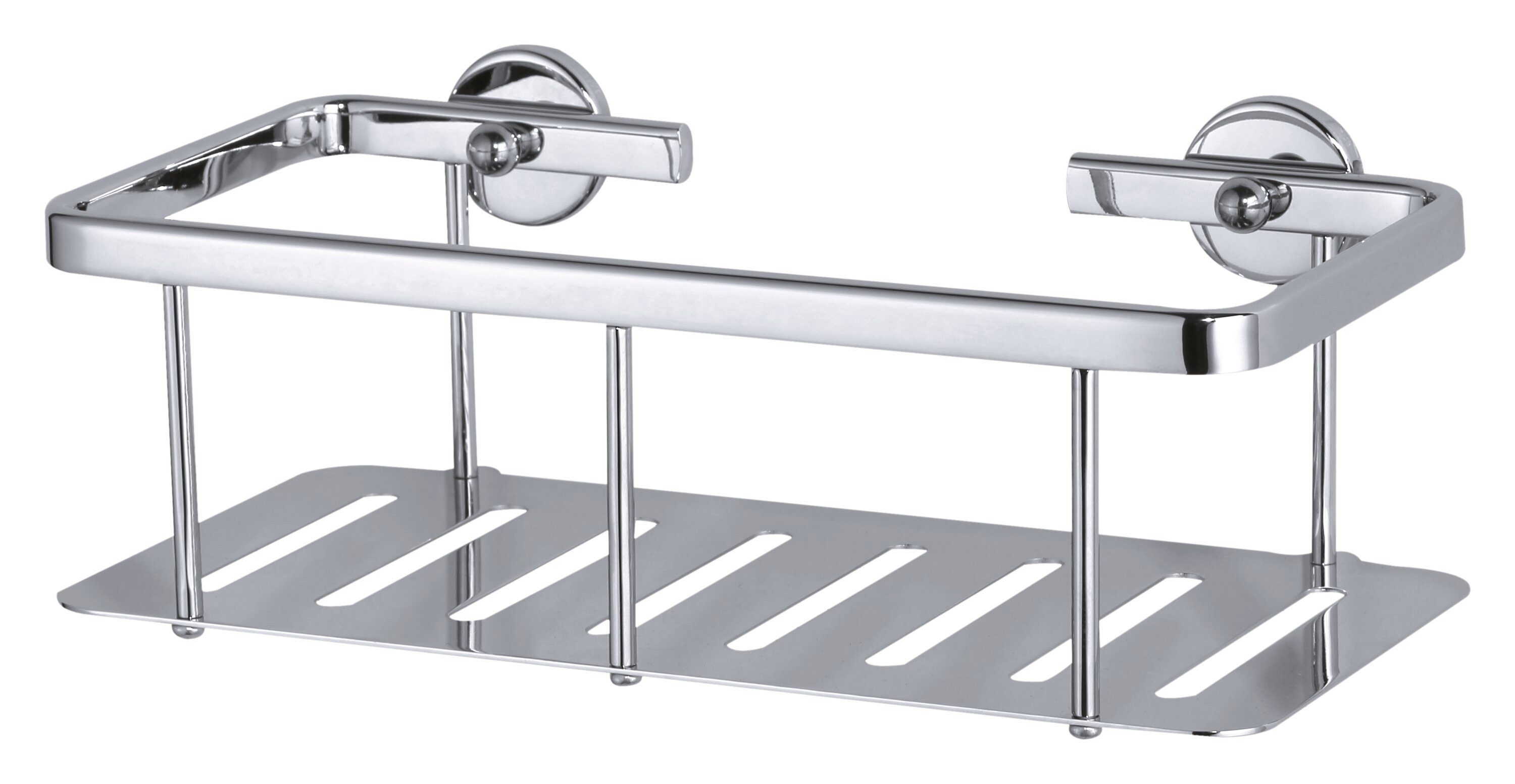 tesa Duschablage ALUXX Duschablagekorb ohne Bohren - 9,2 cm : 25 cm : 12,5 cm, Packung 1-tlg., selbstklebend - Hängeregal für die Dusche - chrom - silber glänzend